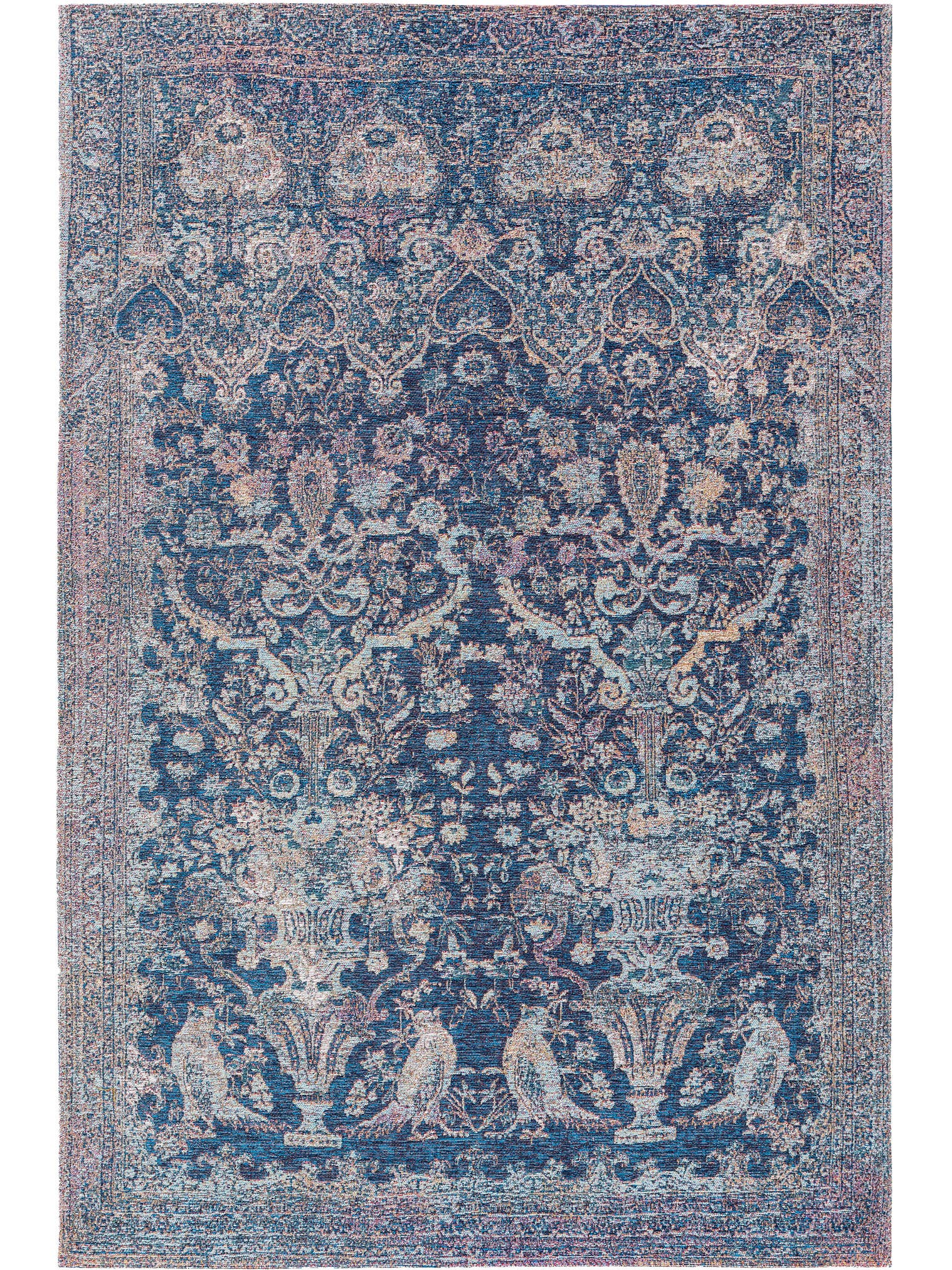 Tappeto di 85% Poliestere, 15% Cotone in Azzurro con pelo alto 1- 5 mm da benuta