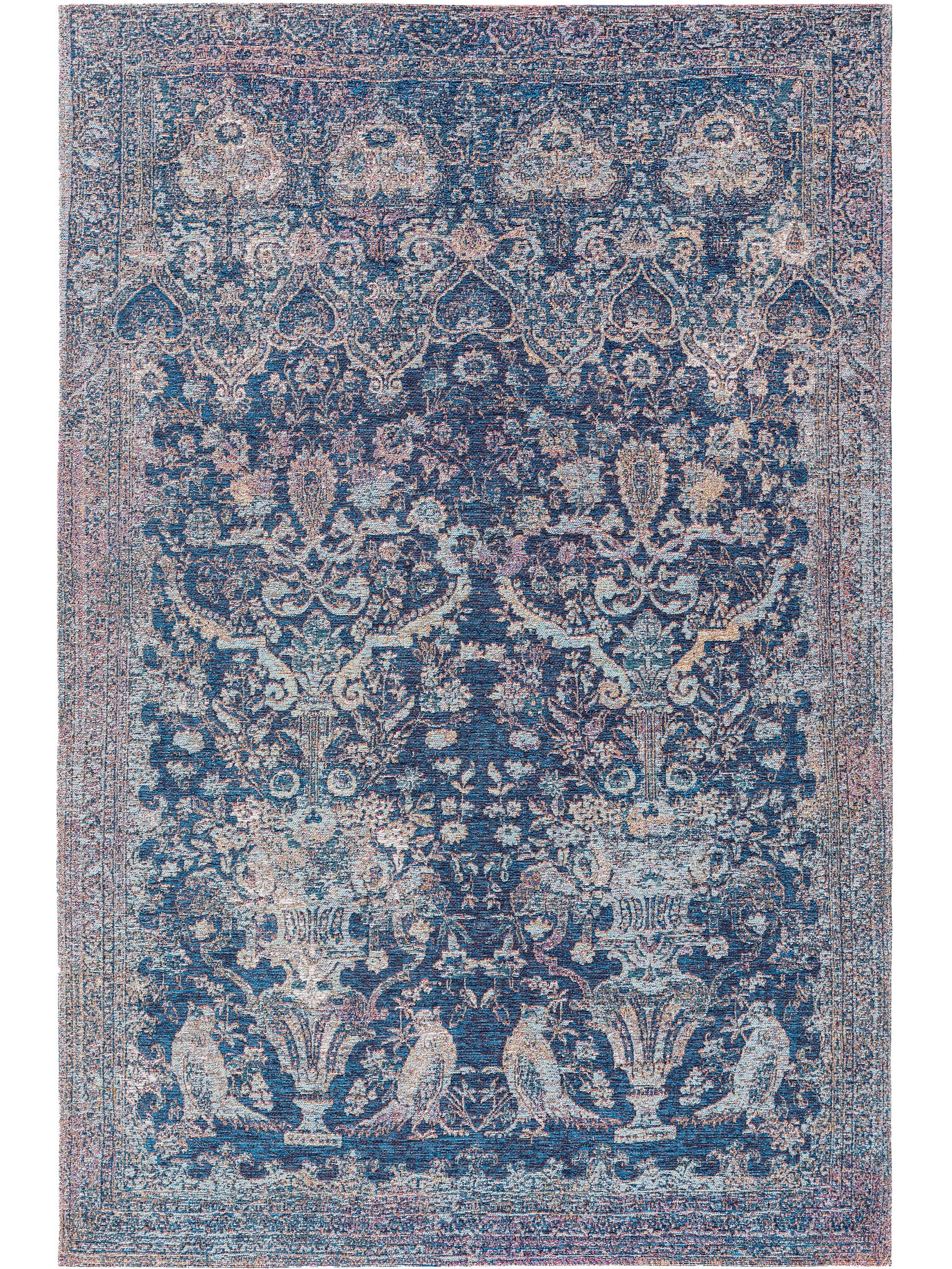 Rug made of 85% Polyester, 15% Cotton in Blue with a 1- 5 mm high pile by benuta