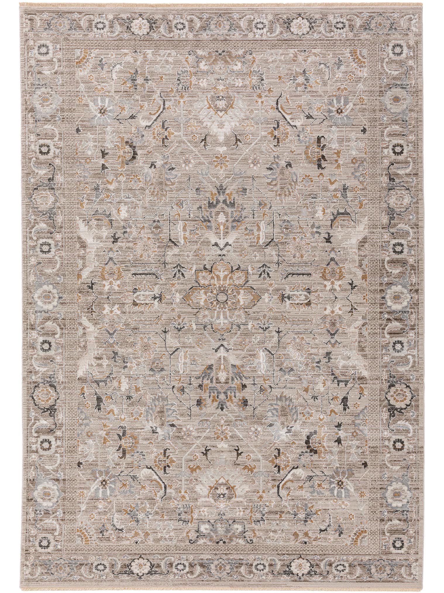 Teppich aus 65% Viskose, 35% Polyester in Grau mit 6 bis 10 mm hohem Flor von benuta Nest