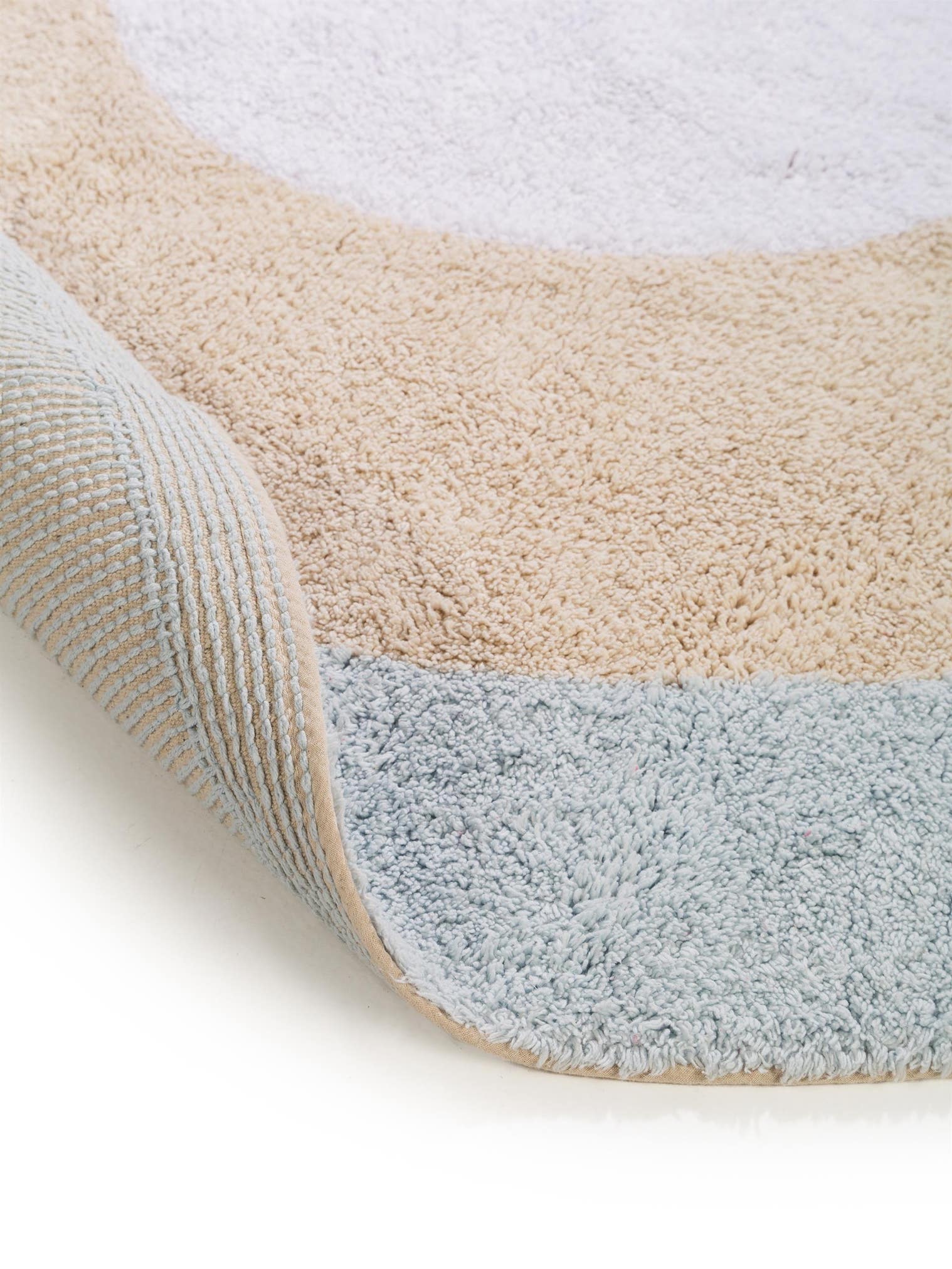 Teppich aus 100% Baumwolle in Blau mit 11 bis 20 mm hohem Flor von Lytte