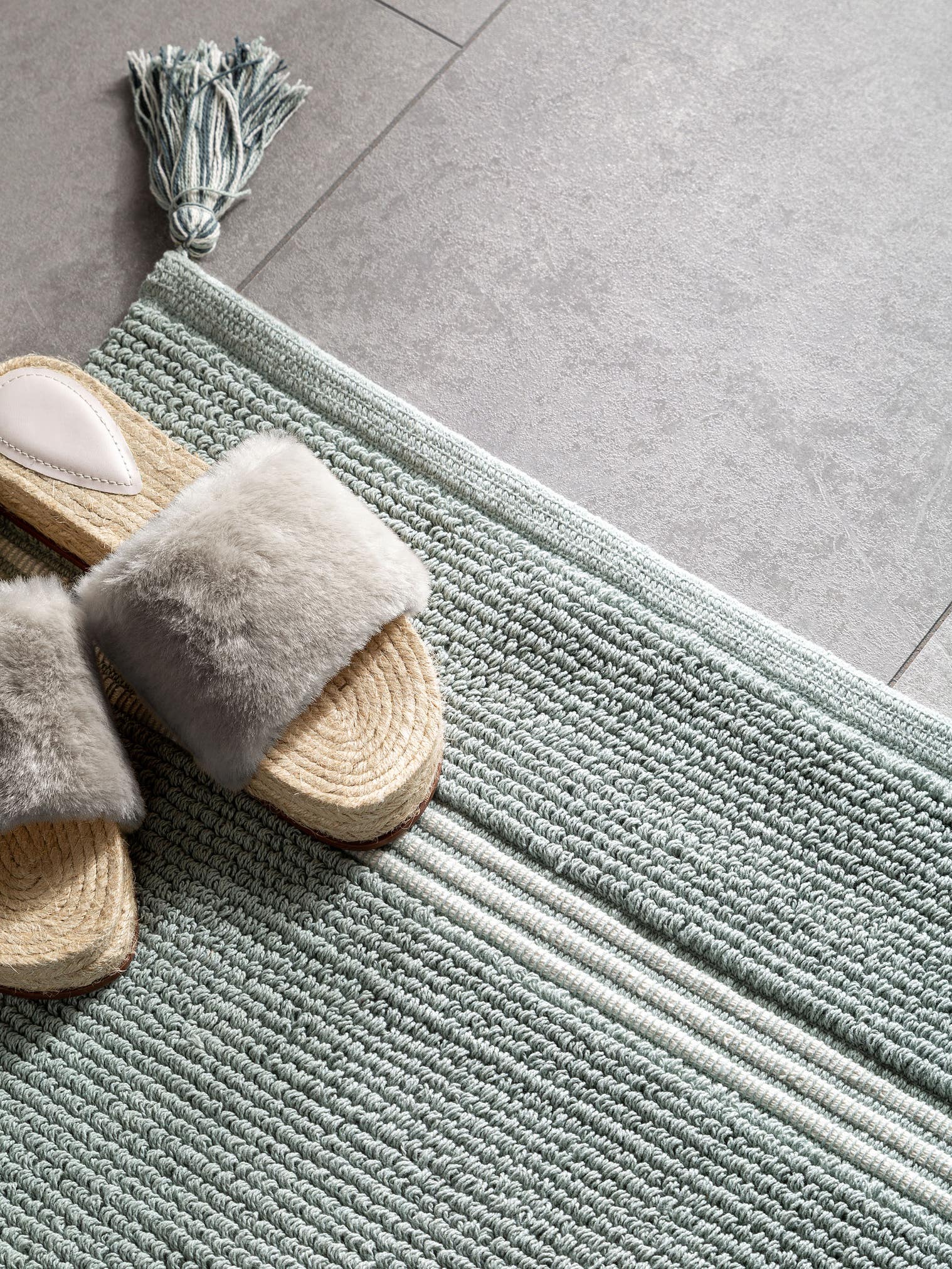 Tappeto di 100% Cotone in Verde con pelo alto 1- 5 mm da benuta Nest