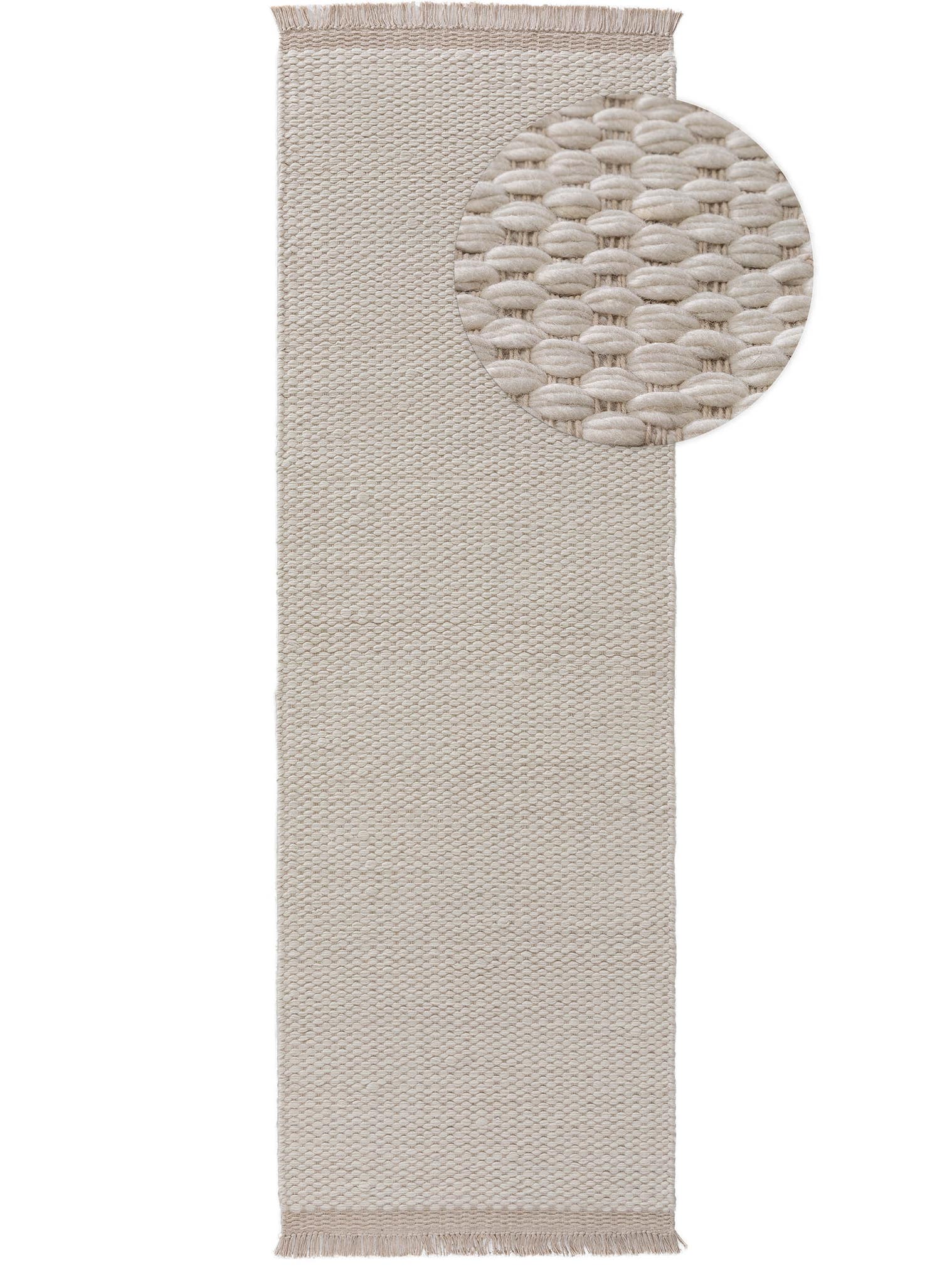 Teppich aus 40% Wolle, 30% Baumwolle, 30% Viskose in Beige mit bis 5 mm hohem Flor von benuta Pure
