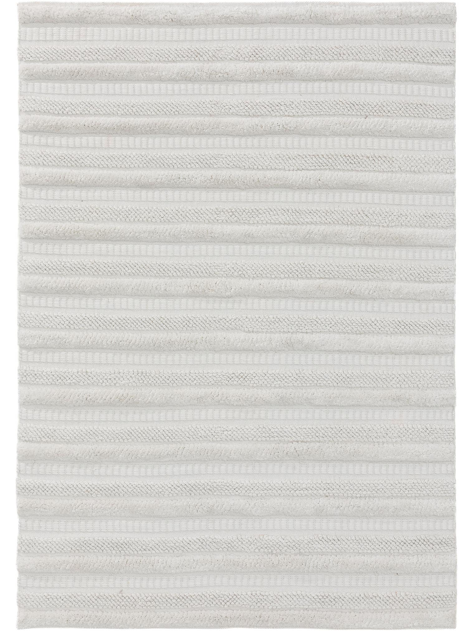 Teppich aus 100% Polyester (recyceltes PET) in Weiß mit 41 bis 50 mm hohem Flor von benuta Pure