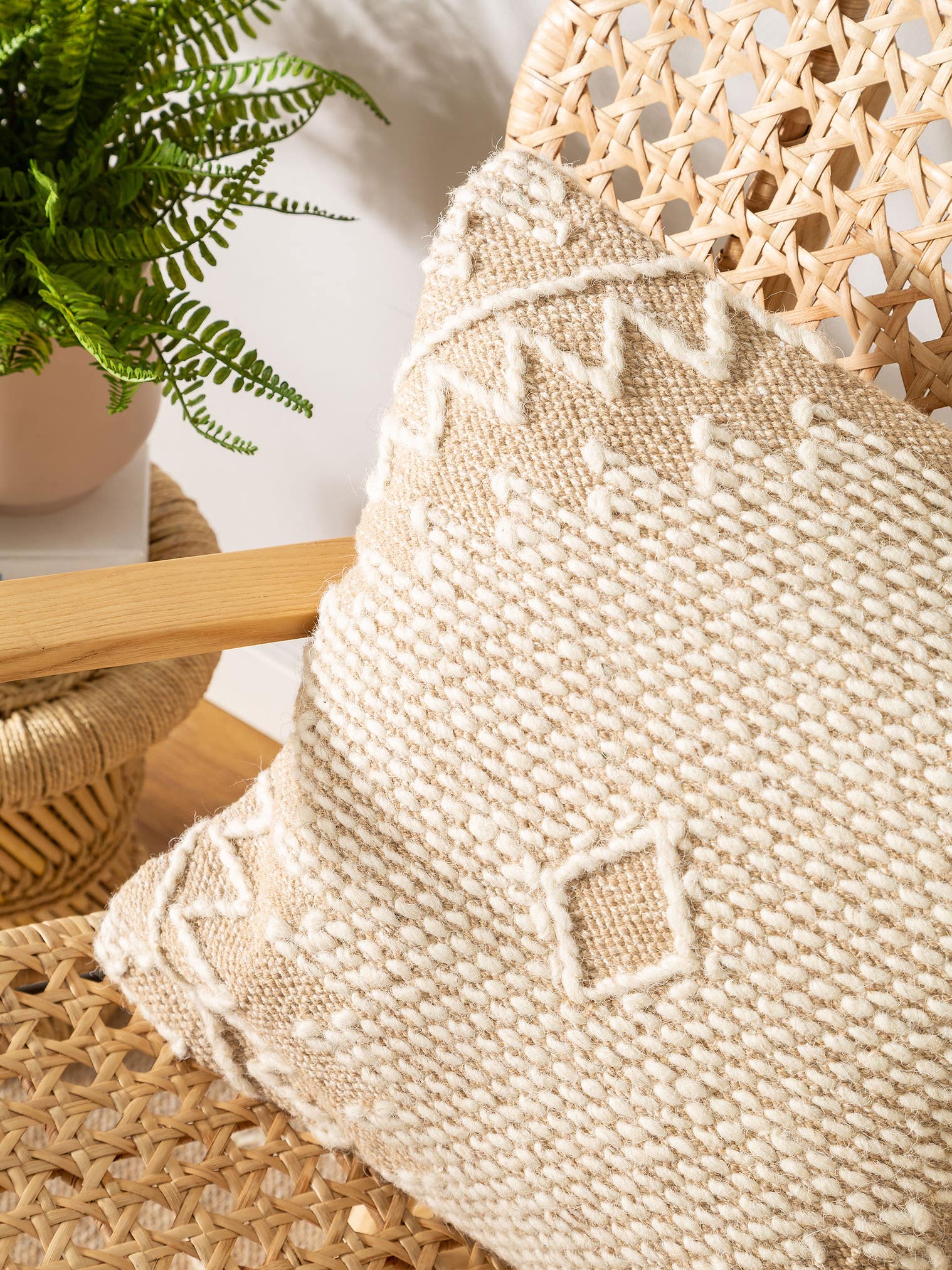 Pudebetræk Sydney Beige i Abstract-design lavet af 60% Bomuld, 40% Uld fra benuta Pure