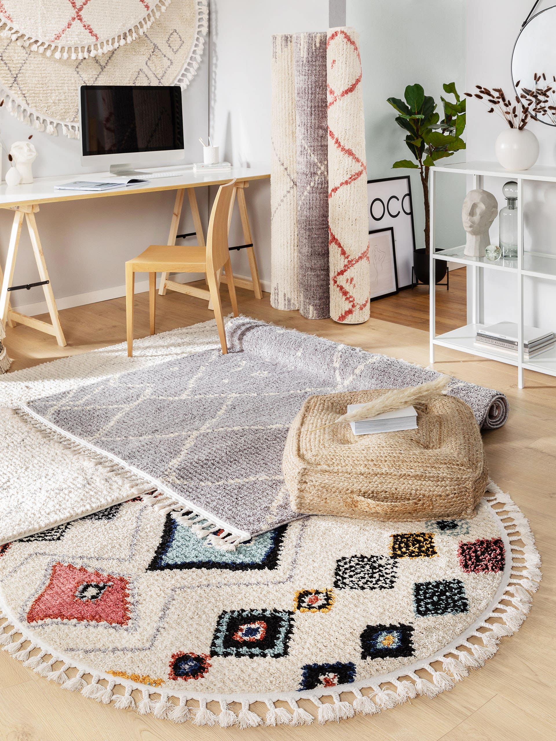 Rug made of 100% Polyester in Beige with a 21 - 30 mm high pile by benuta Pop