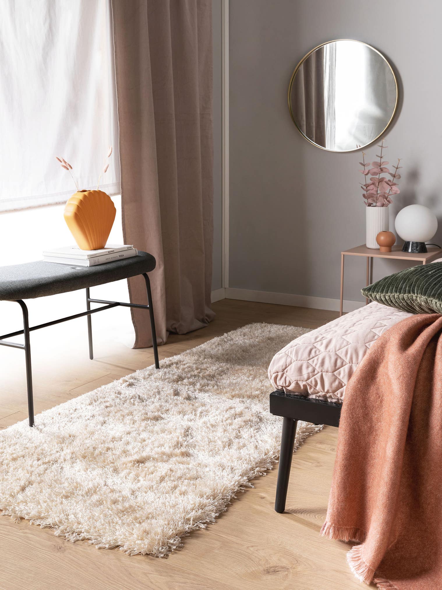 Tapis en 50% Polyester, 50% Polypropylène en Beige avec une pile de 41 - 50 mm de hauteur de benuta