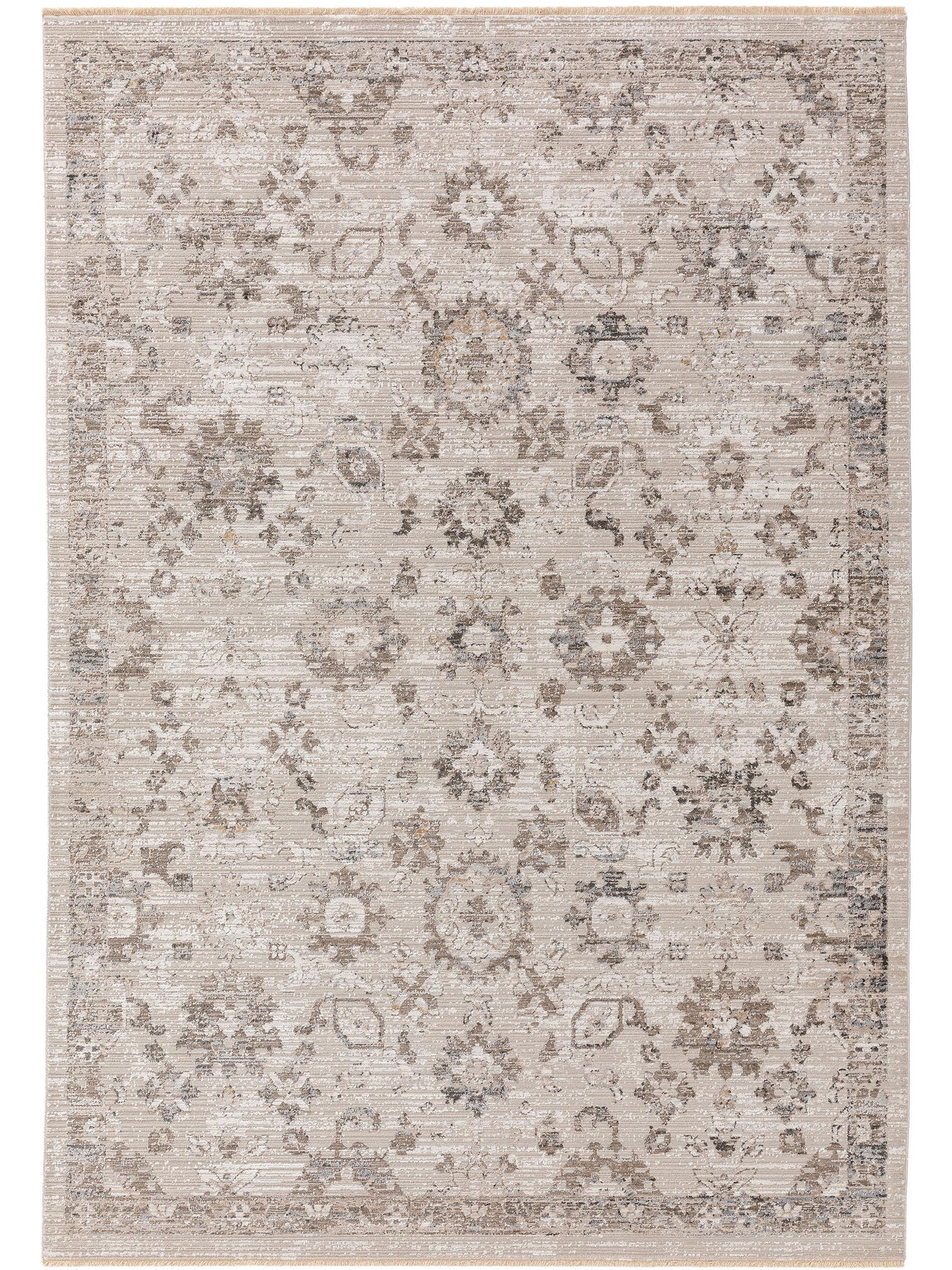 Teppich aus 65% Viskose, 35% Polyester in Grau mit 6 bis 10 mm hohem Flor von benuta