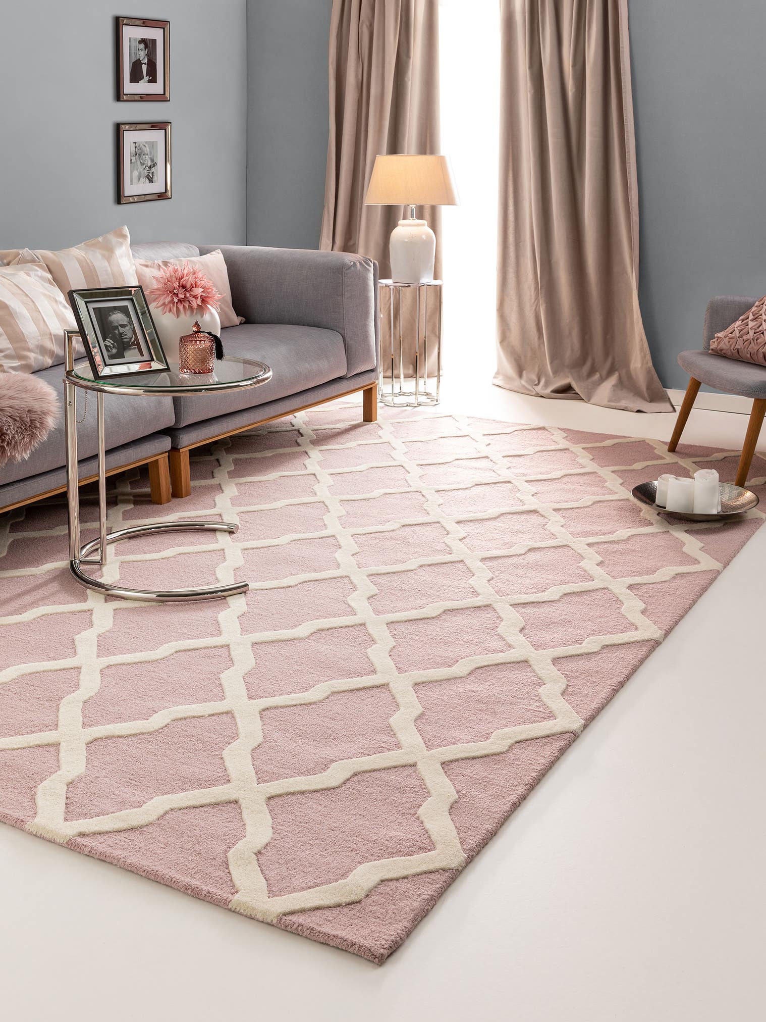 Teppich aus 100% Wolle in Rosa mit 11 bis 20 mm hohem Flor von benuta Pure