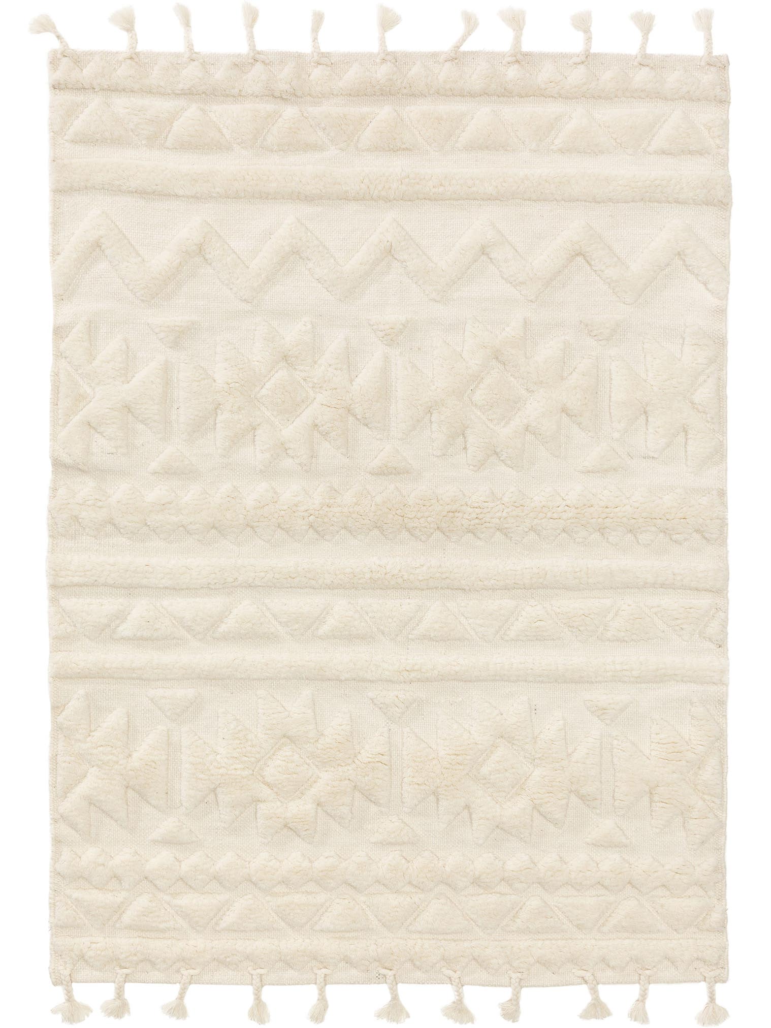 Teppich aus 100% Wolle (aus Neuseeland) in Weiß mit 6 bis 10 mm hohem Flor von Lytte