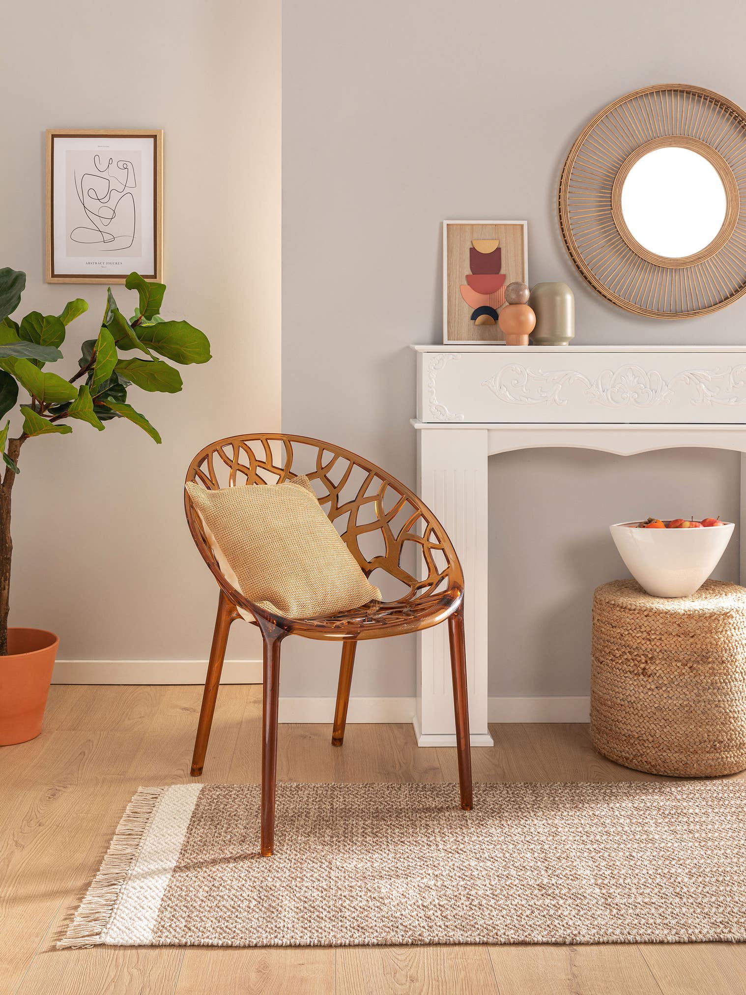 Matta av 60% Ull, 40% Bomull i Beige med 1- 5 mm hög lugg från benuta Pure