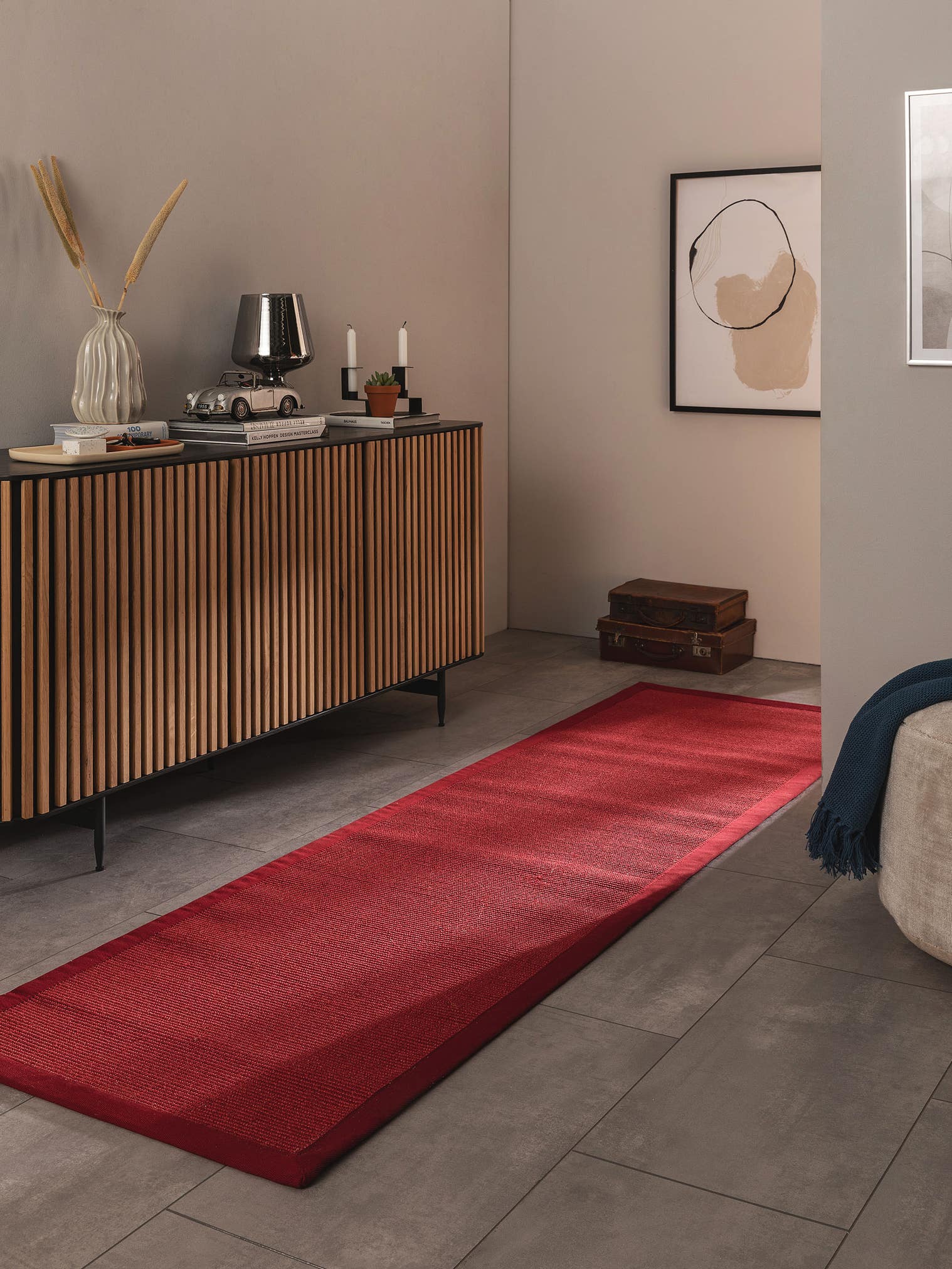 Rug made of 100% Sisal in Red with a 1- 5 mm high pile by benuta Nest