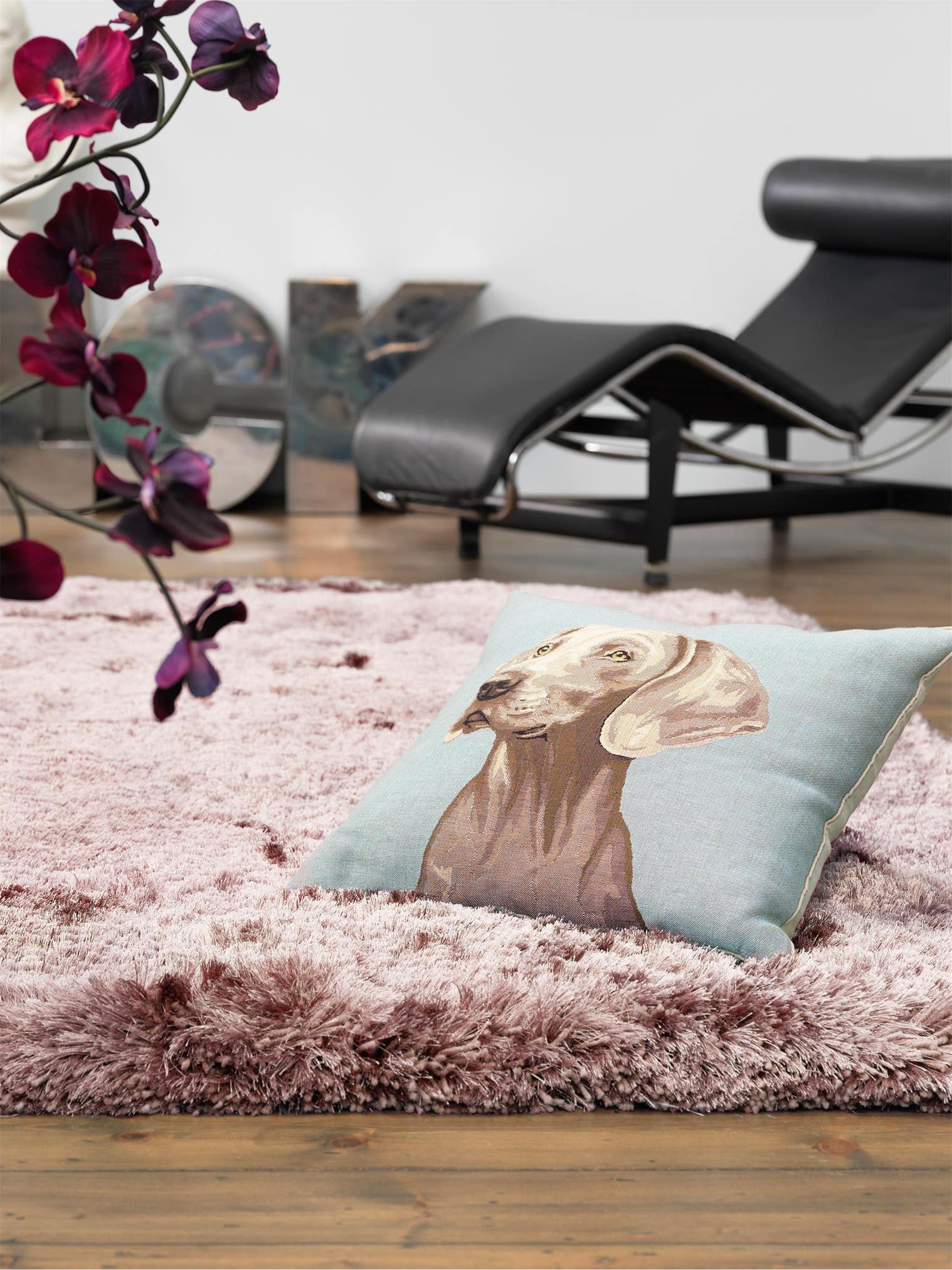 Rug made of 100% Polyester in Pink with a 71 - 80 mm high pile by benuta Finest