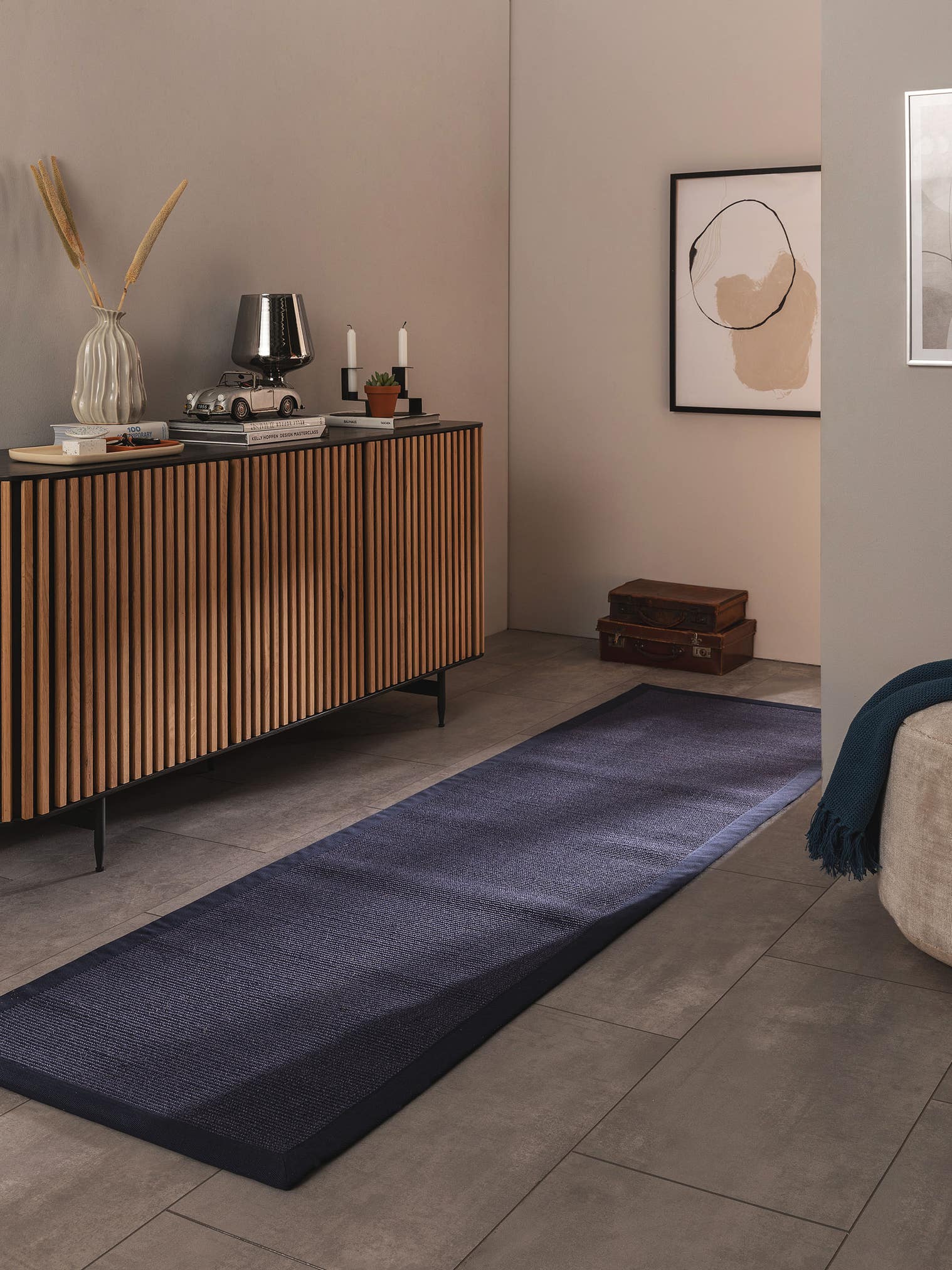 Rug made of 100% Sisal in Blue with a 1- 5 mm high pile by benuta Nest
