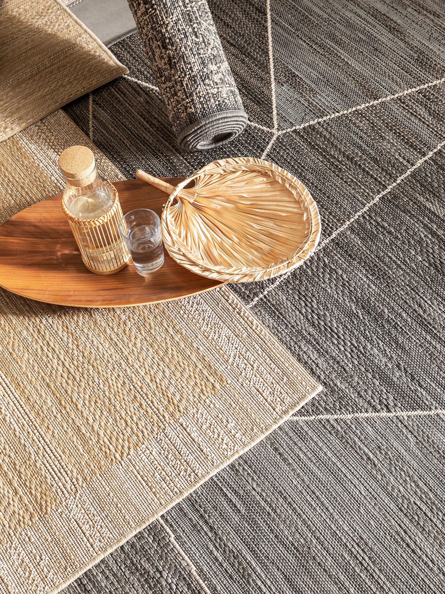 Teppich aus 100% Polypropylen in Grau mit bis 5 mm hohem Flor von benuta Nest