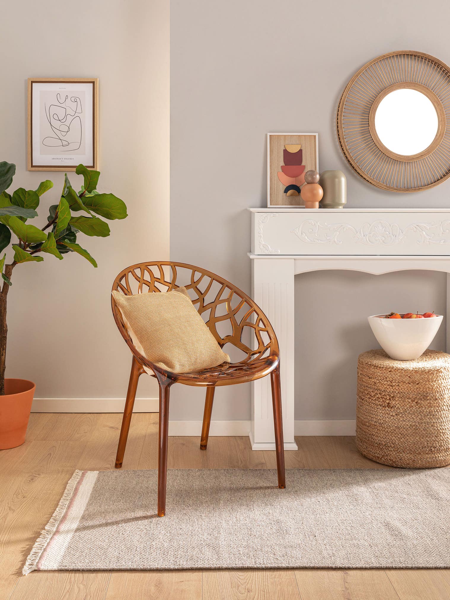 Teppich aus 60% Wolle, 40% Baumwolle in Grau mit bis 5 mm hohem Flor von benuta Pop