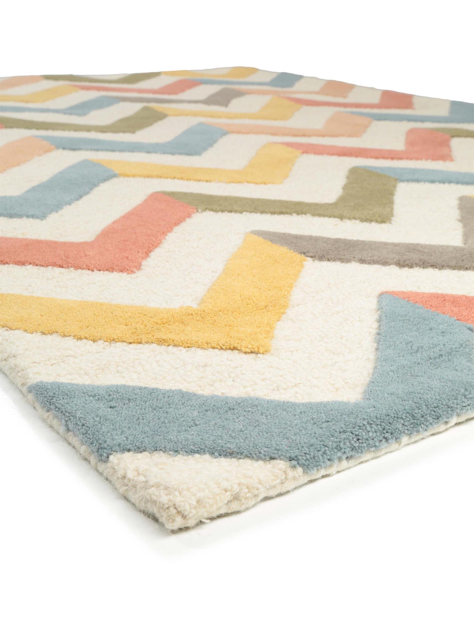 Tapijt van 100% Wol in Veelkleurig met een 11 - 20 mm hoge pool van benuta Pure