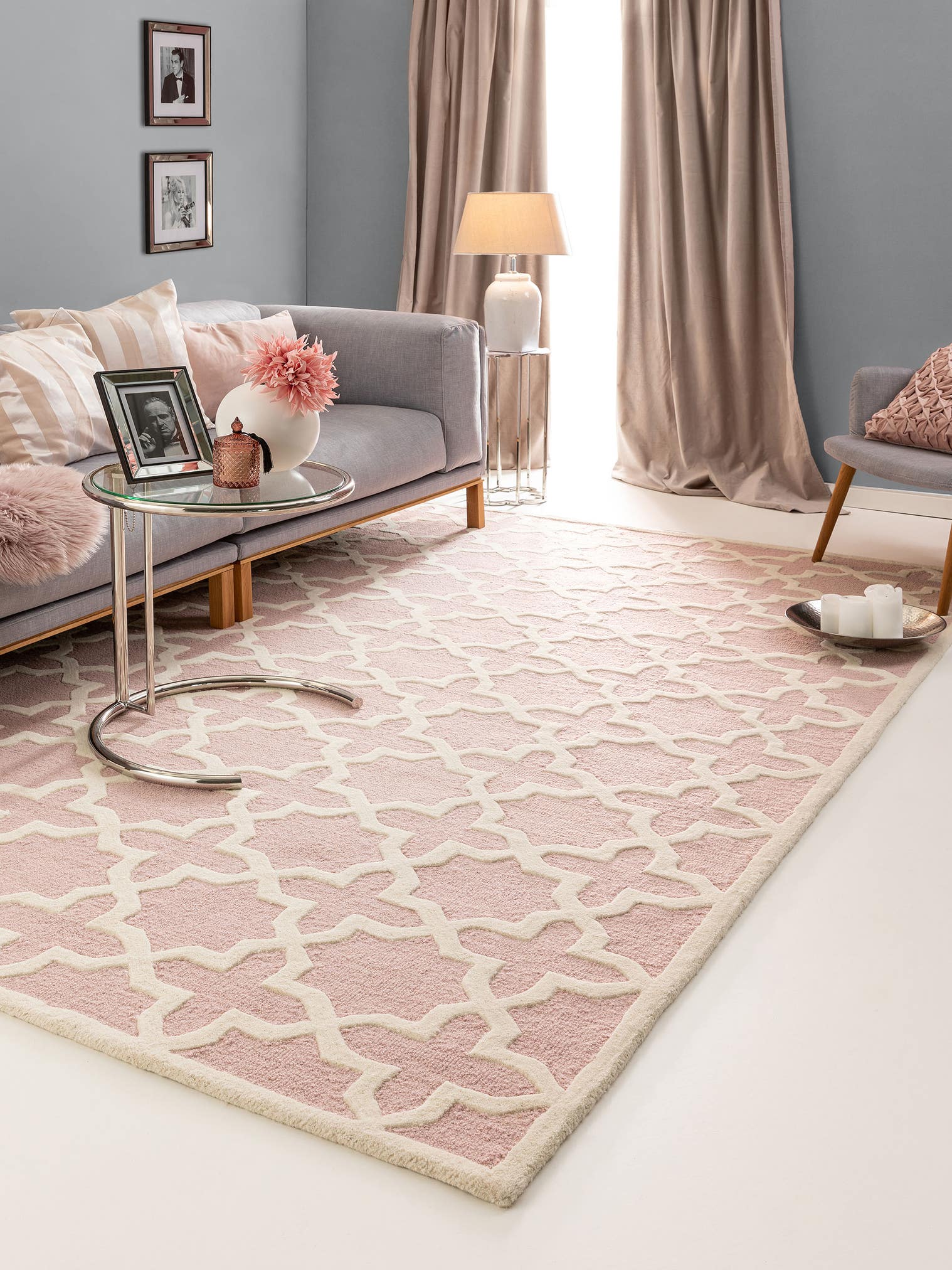 Teppich aus 100% Wolle in Rosa mit 11 bis 20 mm hohem Flor von benuta Pure