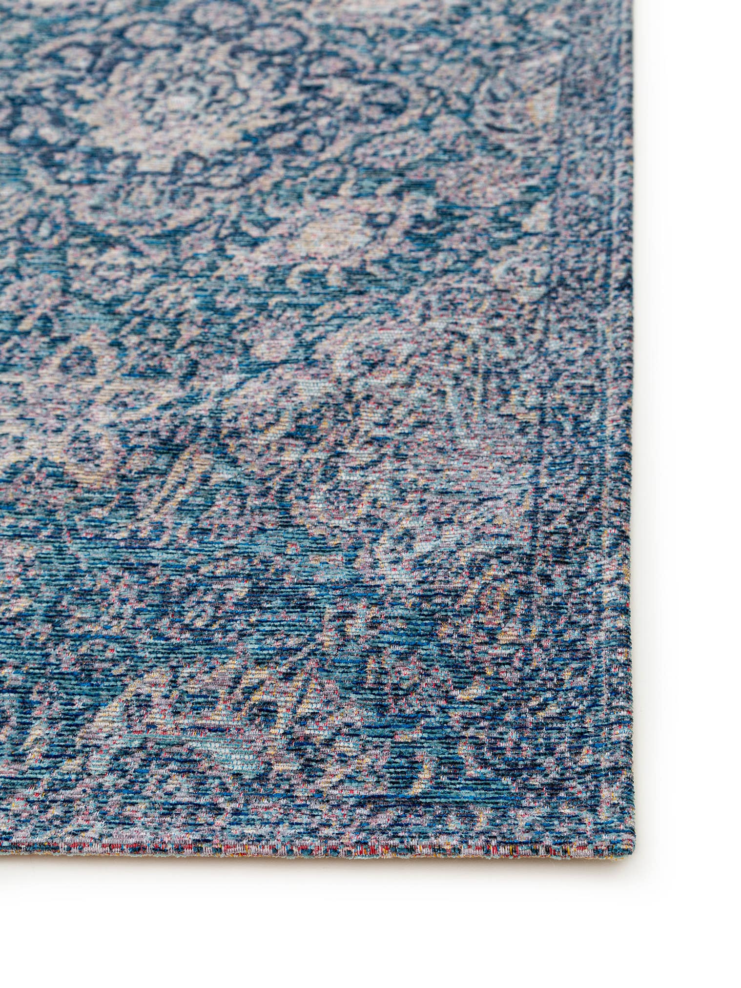 Matta av 85% polyester, 15% Bomull i Blå med 1- 5 mm hög lugg från benuta