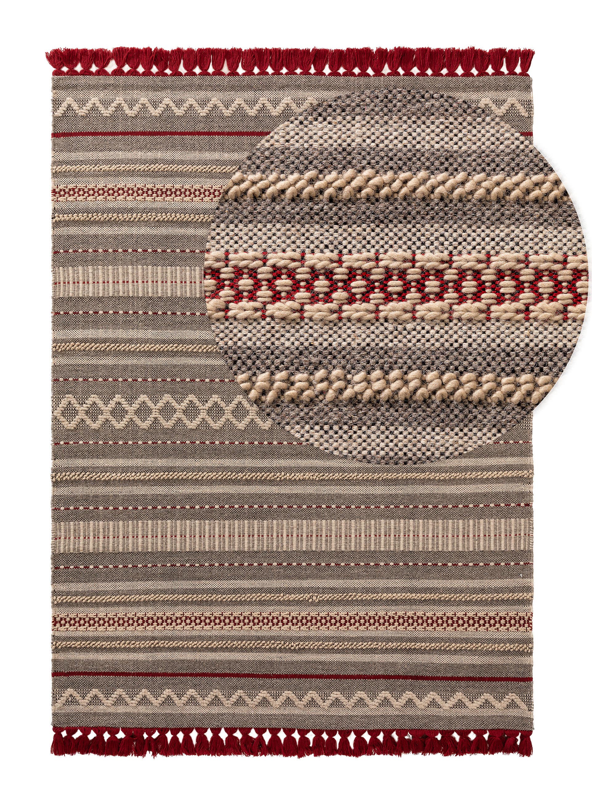 Rug made of 65% Wool, 25% Cotton, 10% Polyamide in Grey with a 1- 5 mm high pile by benuta Pure