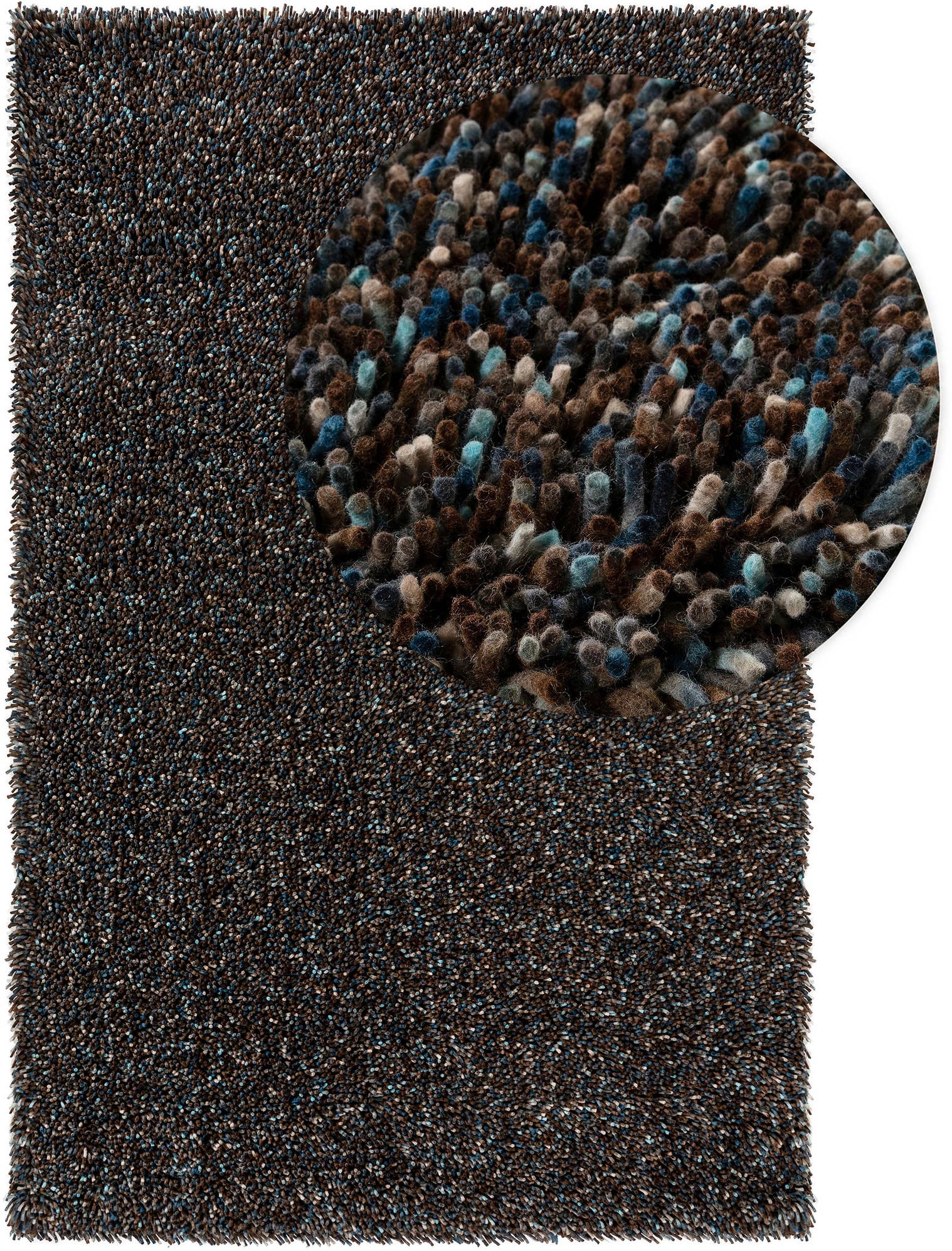 Teppich aus 100% Wolle in Blau mit 51 bis 60 mm hohem Flor von benuta