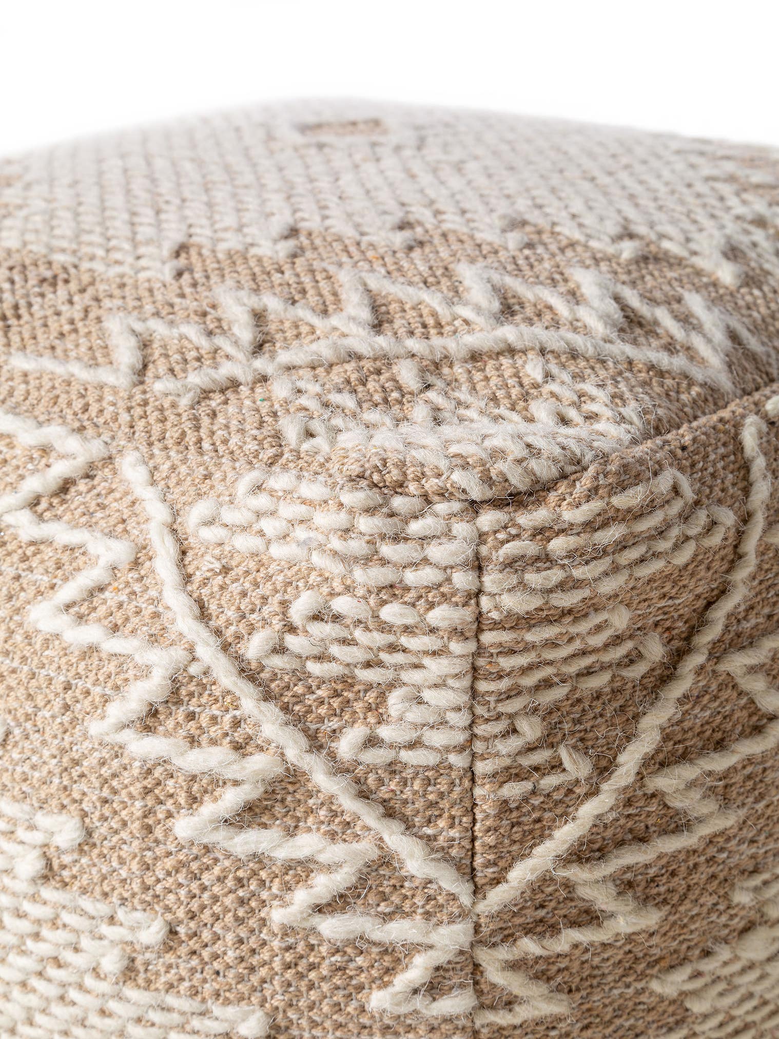 Puf Sydney beżowy com design Berberyjski em 60% Bawełna, 40% Wełna da benuta Pure