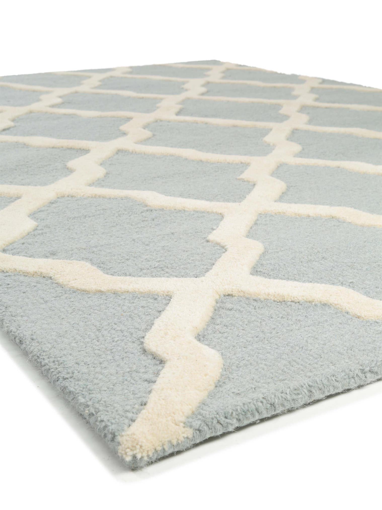 Tapis en 100% Laine en Bleu avec une pile de 11 - 20 mm de hauteur de benuta Pure