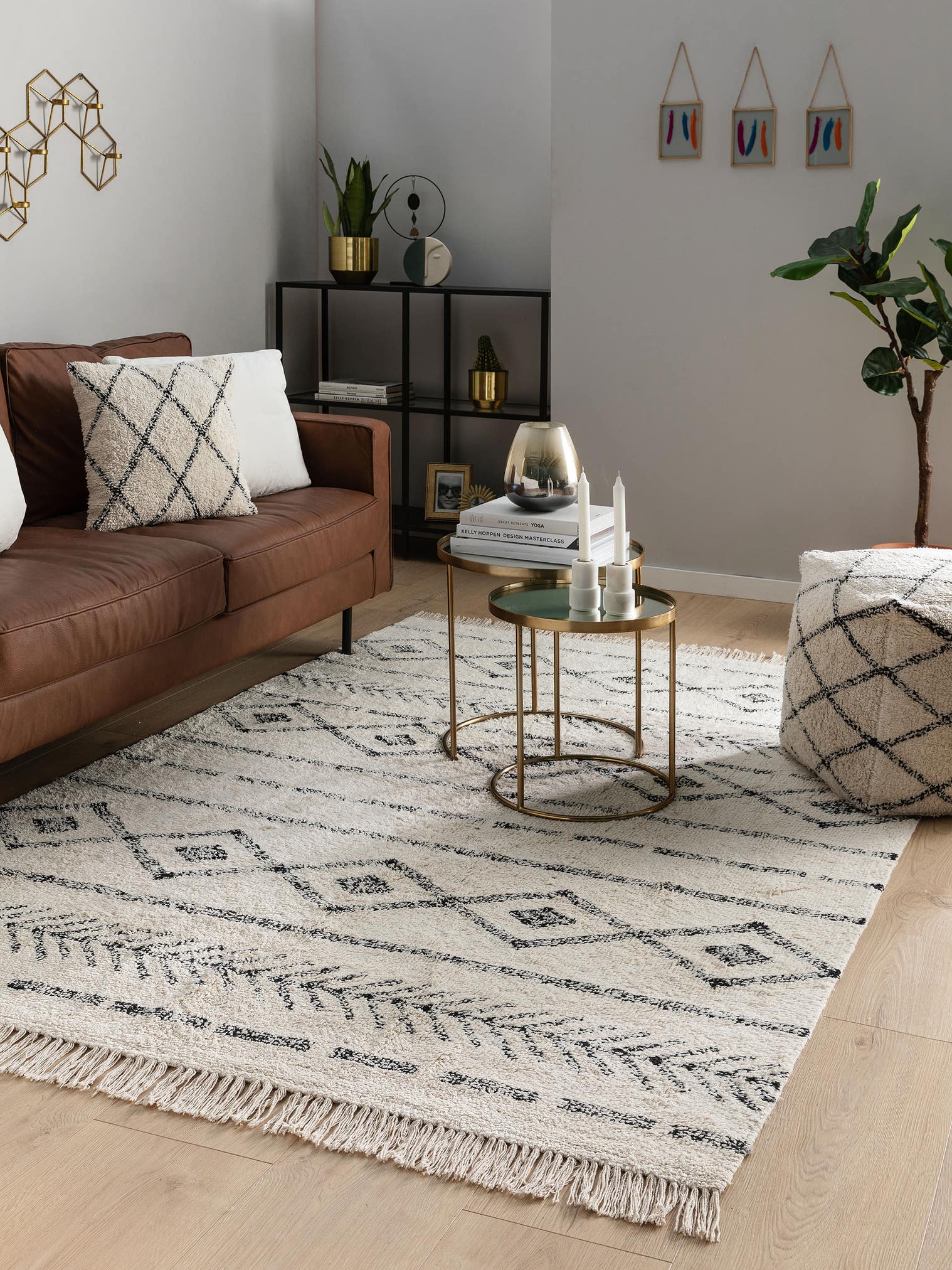 Rug made of 100% Cotton in Beige with a 6 - 10 mm high pile by benuta Nest