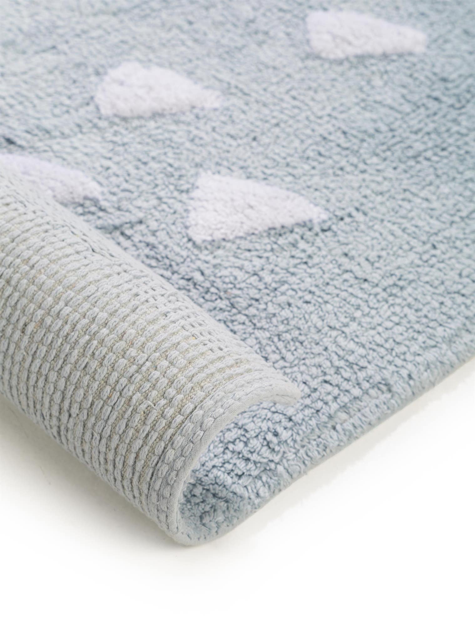 Teppich aus 100% Baumwolle in Blau mit 11 bis 20 mm hohem Flor von Lytte