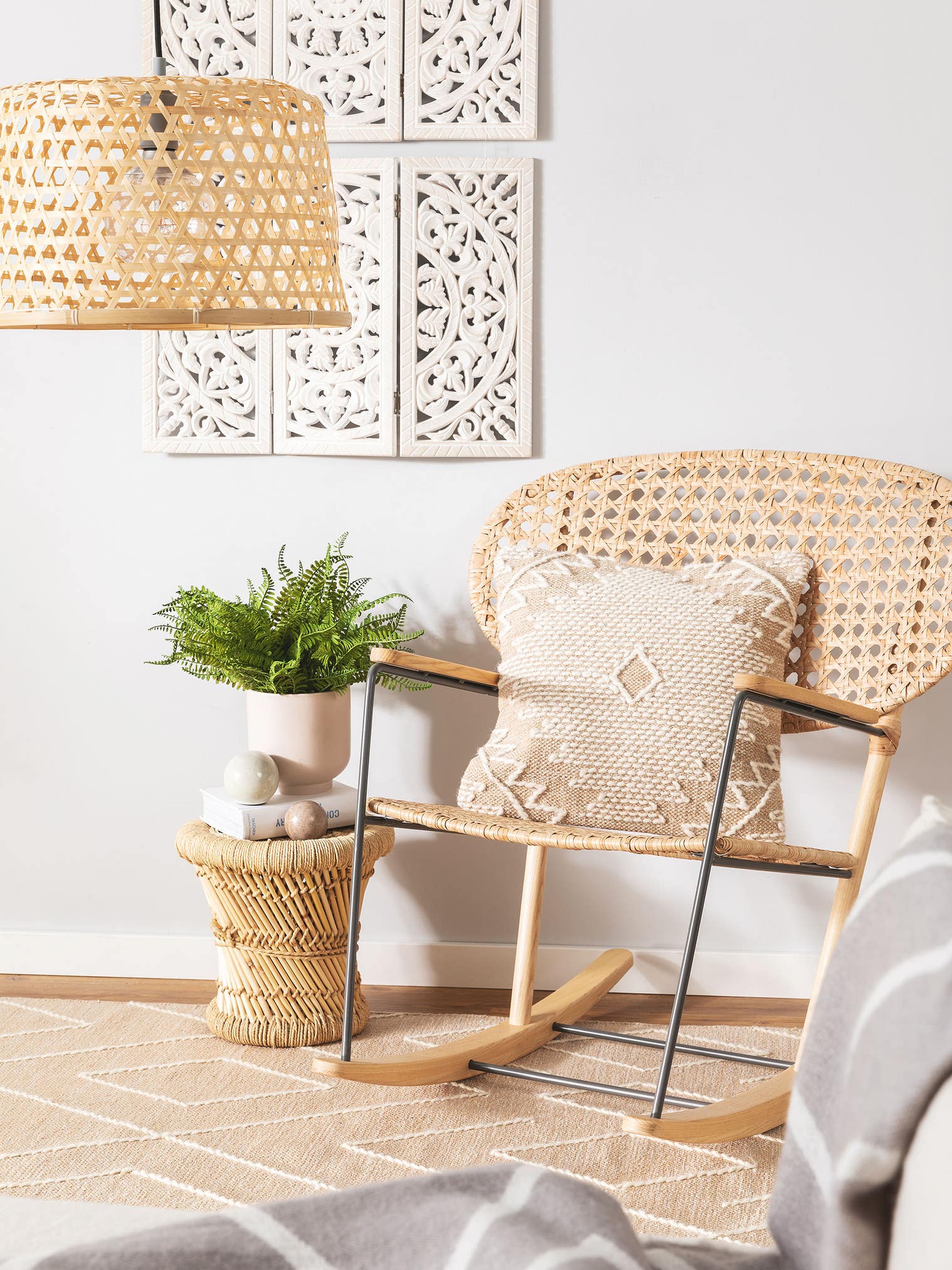 Pudebetræk Sydney Beige i Abstract-design lavet af 60% Bomuld, 40% Uld fra benuta Pure