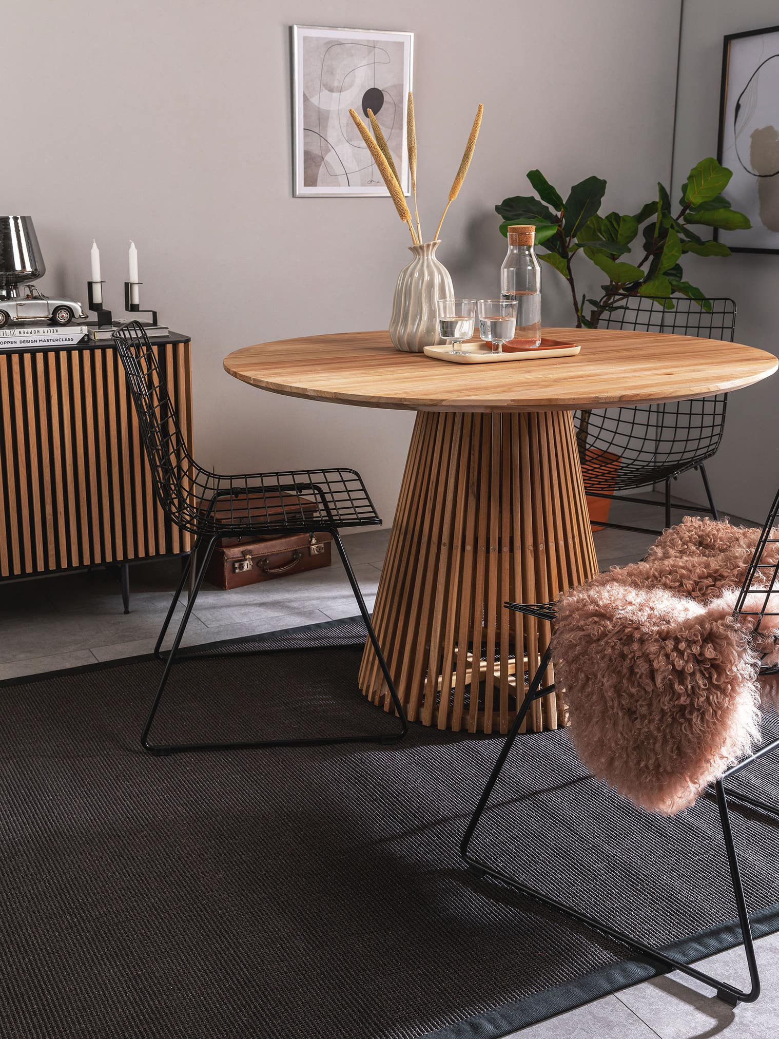 Tapis en 100% Sisal en Noir avec une pile de 1- 5 mm de hauteur de benuta Nest