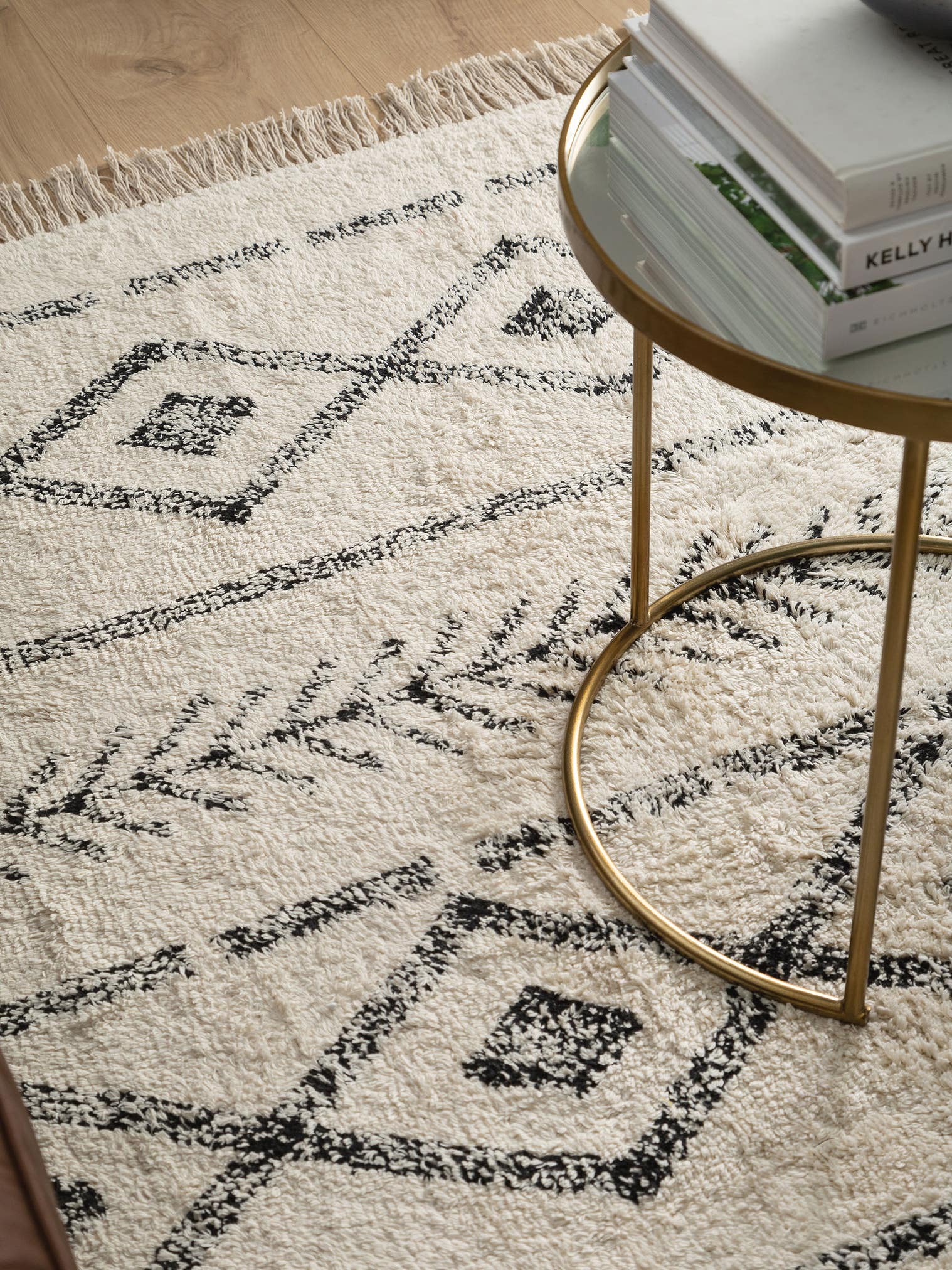 Rug made of 100% Cotton in Beige with a 6 - 10 mm high pile by benuta Nest