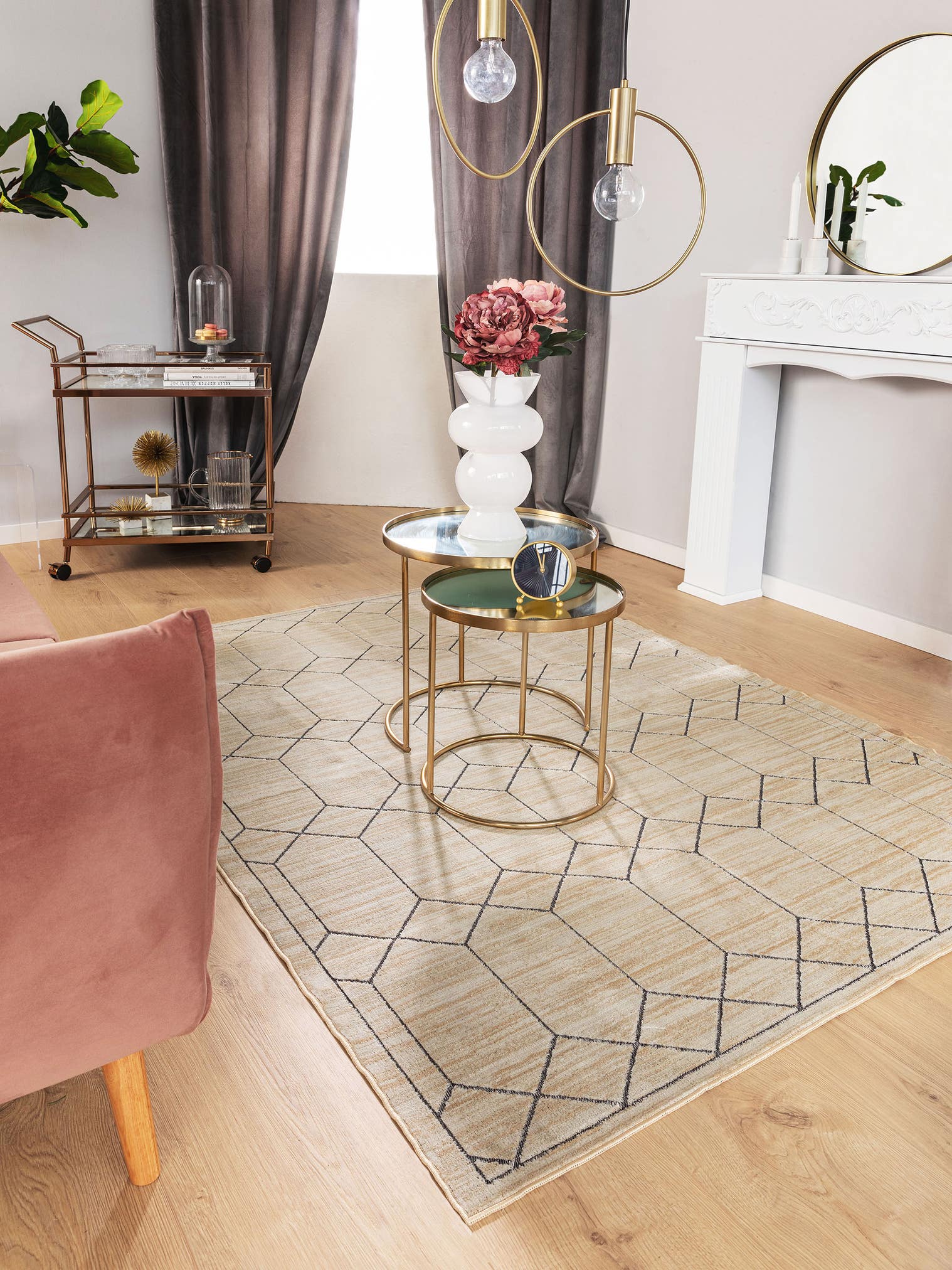 Rug made of 100% Polyester in Beige with a 1- 5 mm high pile by benuta