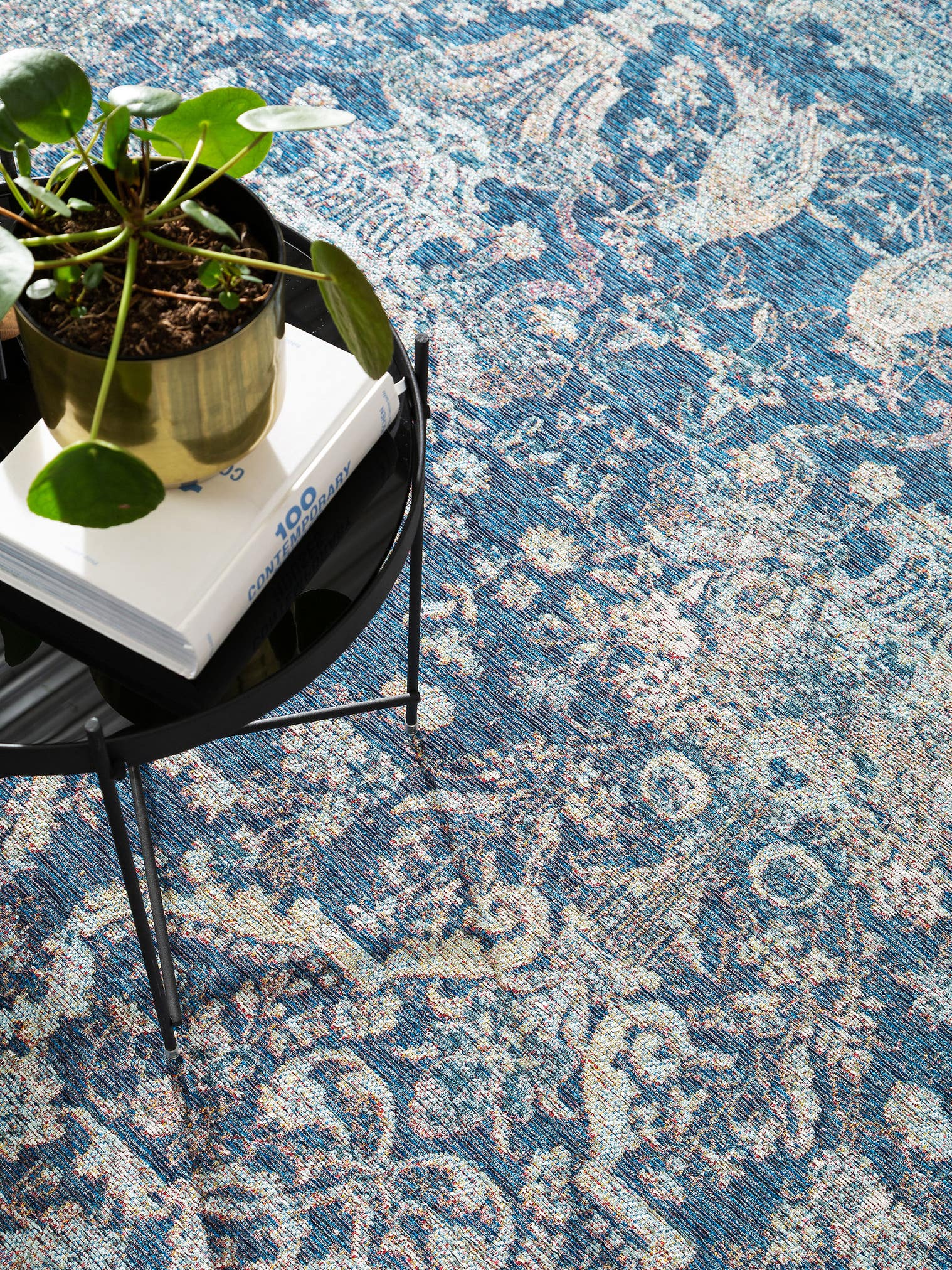 Tappeto di 85% Poliestere, 15% Cotone in Azzurro con pelo alto 1- 5 mm da benuta