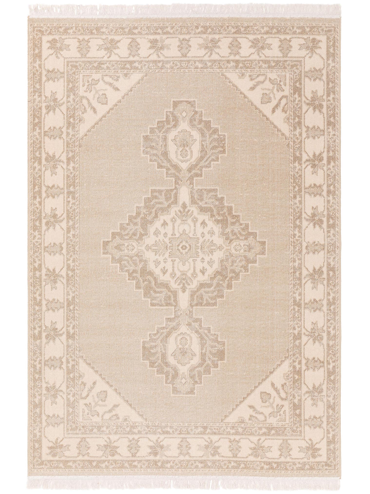 Teppich aus 60% Baumwolle, 40% Polypropylen in Beige mit bis 5 mm hohem Flor von benuta Pop