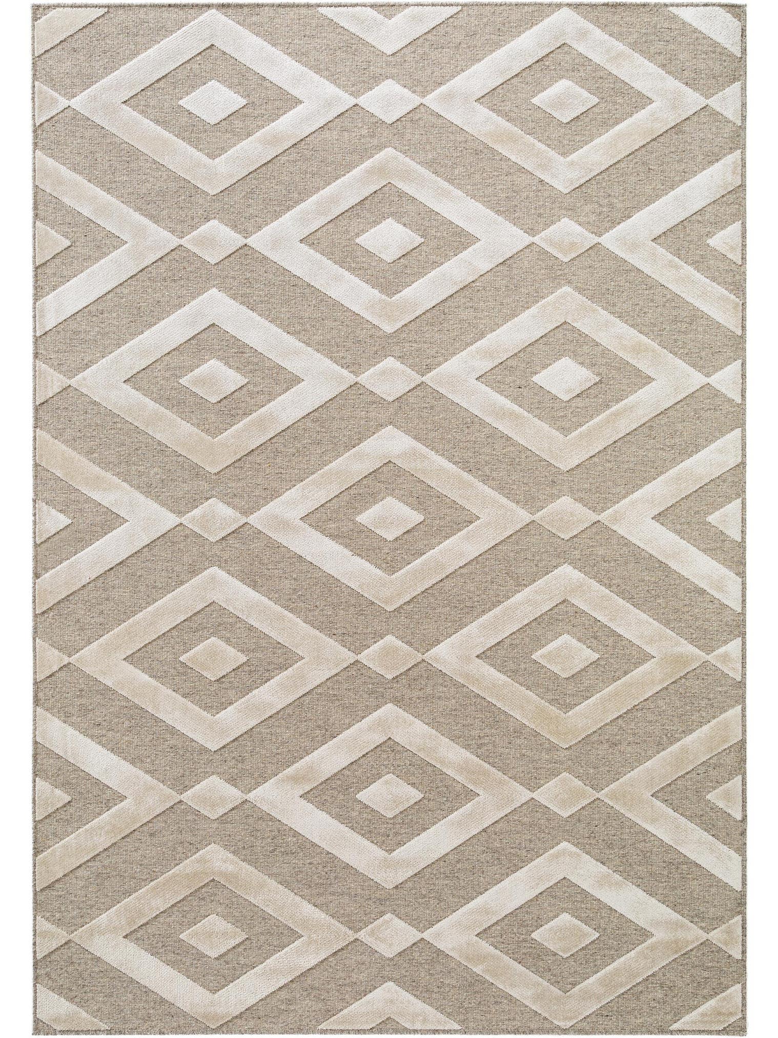 Tæppe af 100% Viskose i Beige med 1- 5 mm høj luv fra benuta Pure