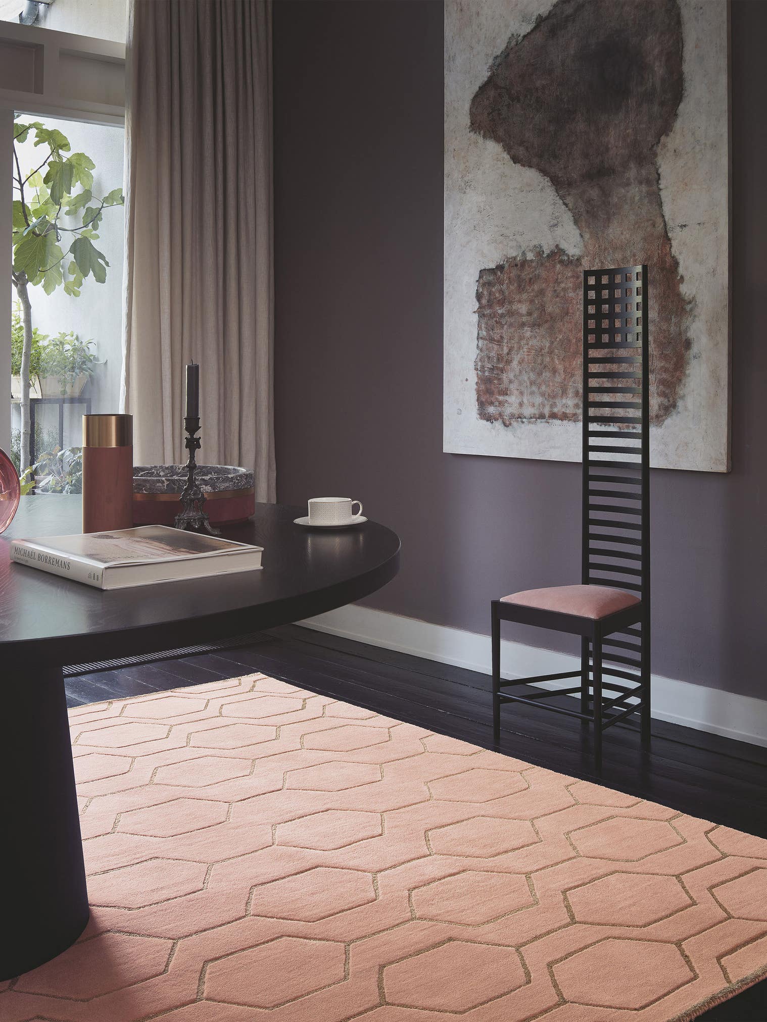 Rug made of 90% Wool, 10% Viscose in Pink with a 11 - 20 mm high pile by Wedgwood