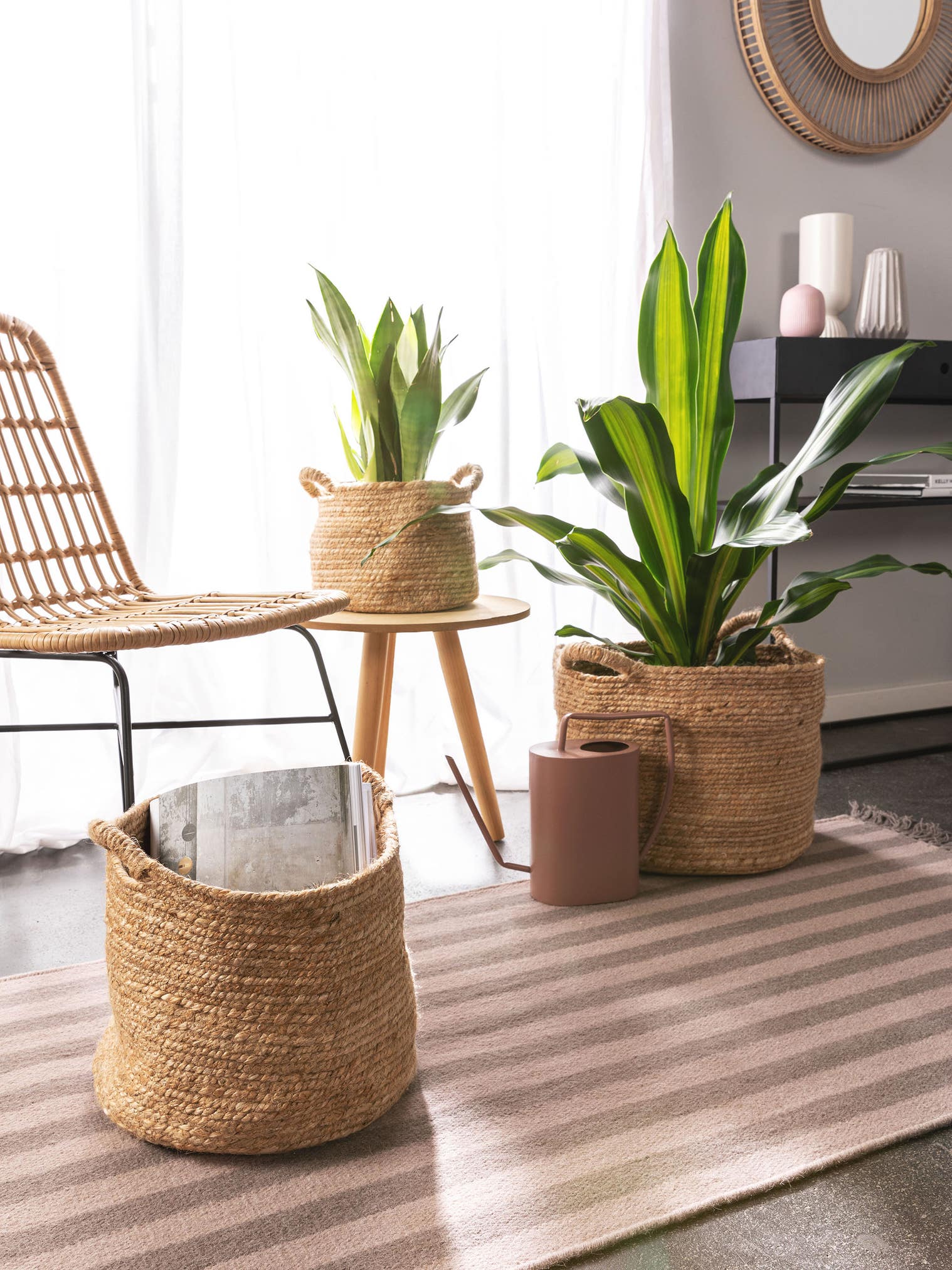 Korb-Set (3-tlg.) Aylin Natur im Design Uni aus 100% Hanf von benuta Pure