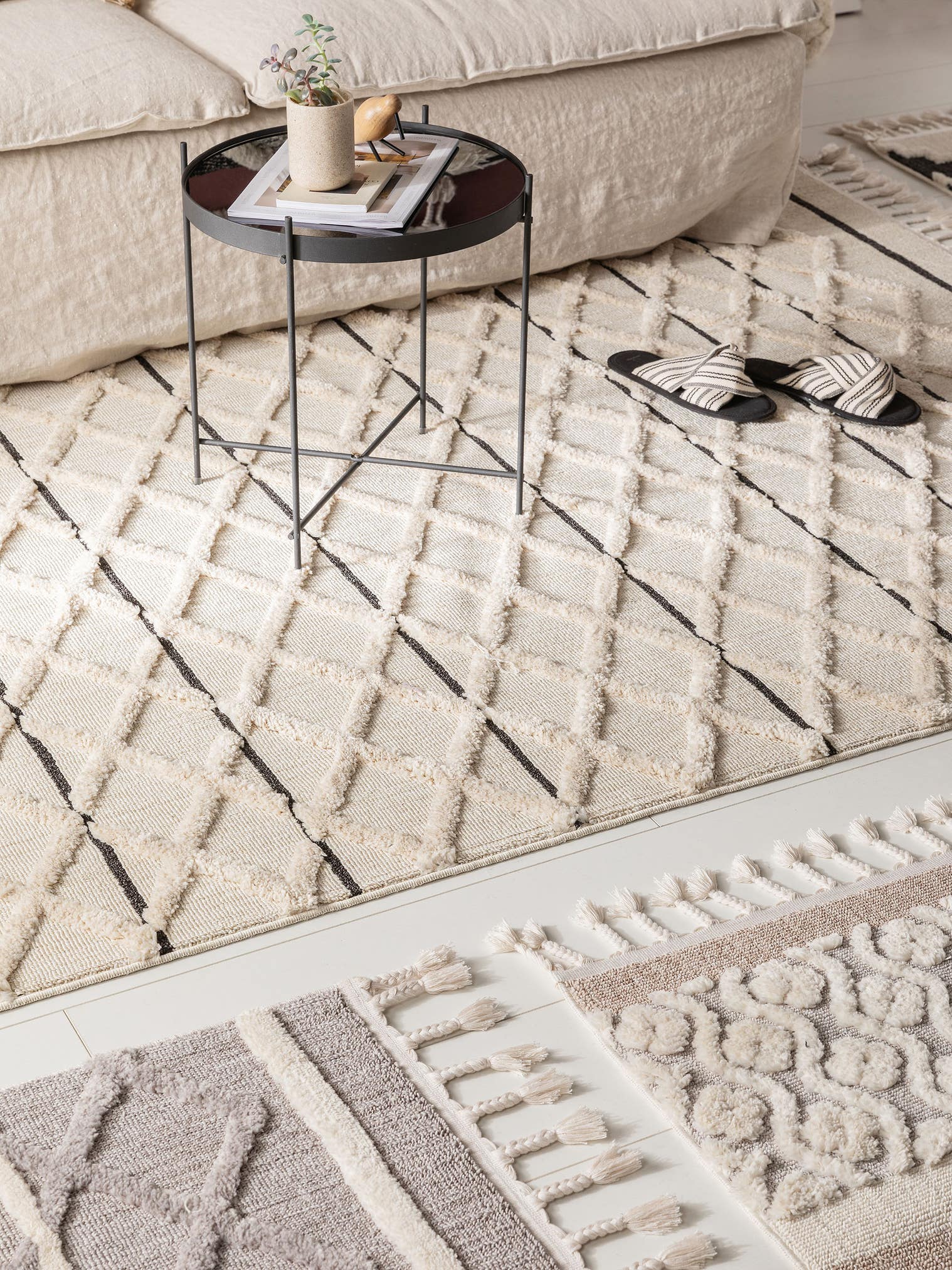 Rug made of 100% Polyester in Beige with a 11 - 20 mm high pile by benuta Pop