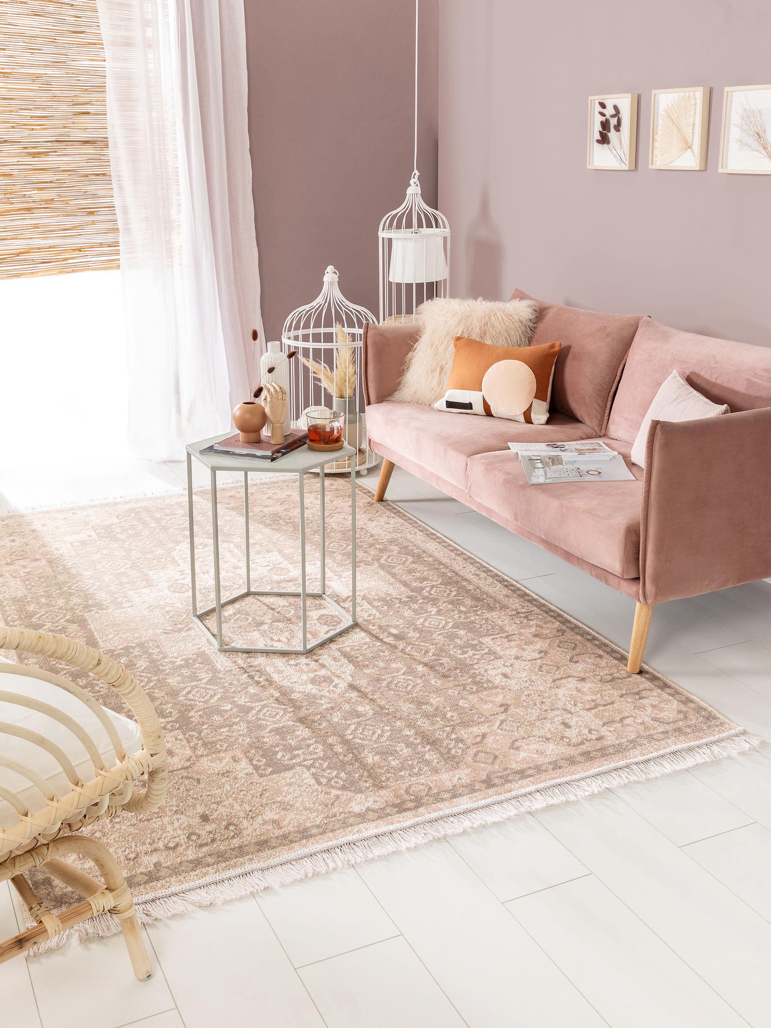 Teppich aus 60% Baumwolle, 40% Polypropylen in Beige mit bis 5 mm hohem Flor von benuta Pop