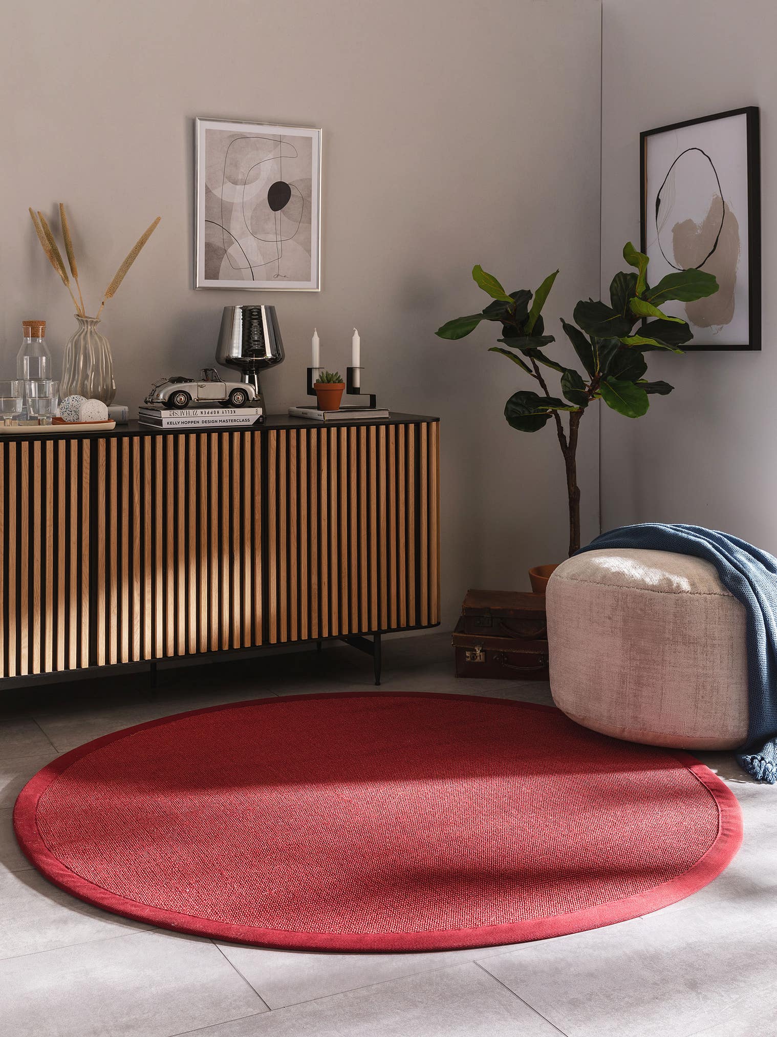 Tappeto di 100% Sisal in Rosso con pelo alto 1- 5 mm da benuta Nest