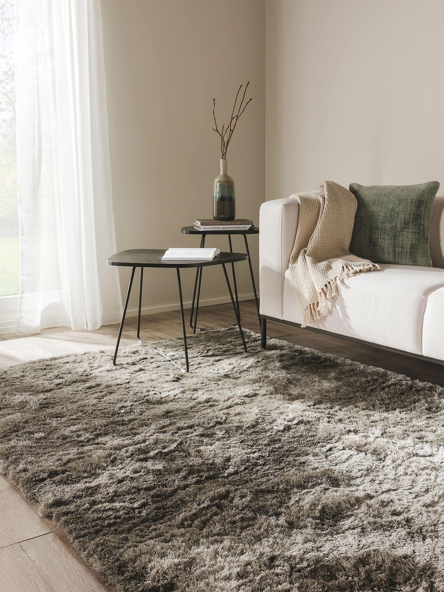 Tappeto di 100% Poliestere in Grigio con pelo alto 31 - 40 mm da benuta Nest