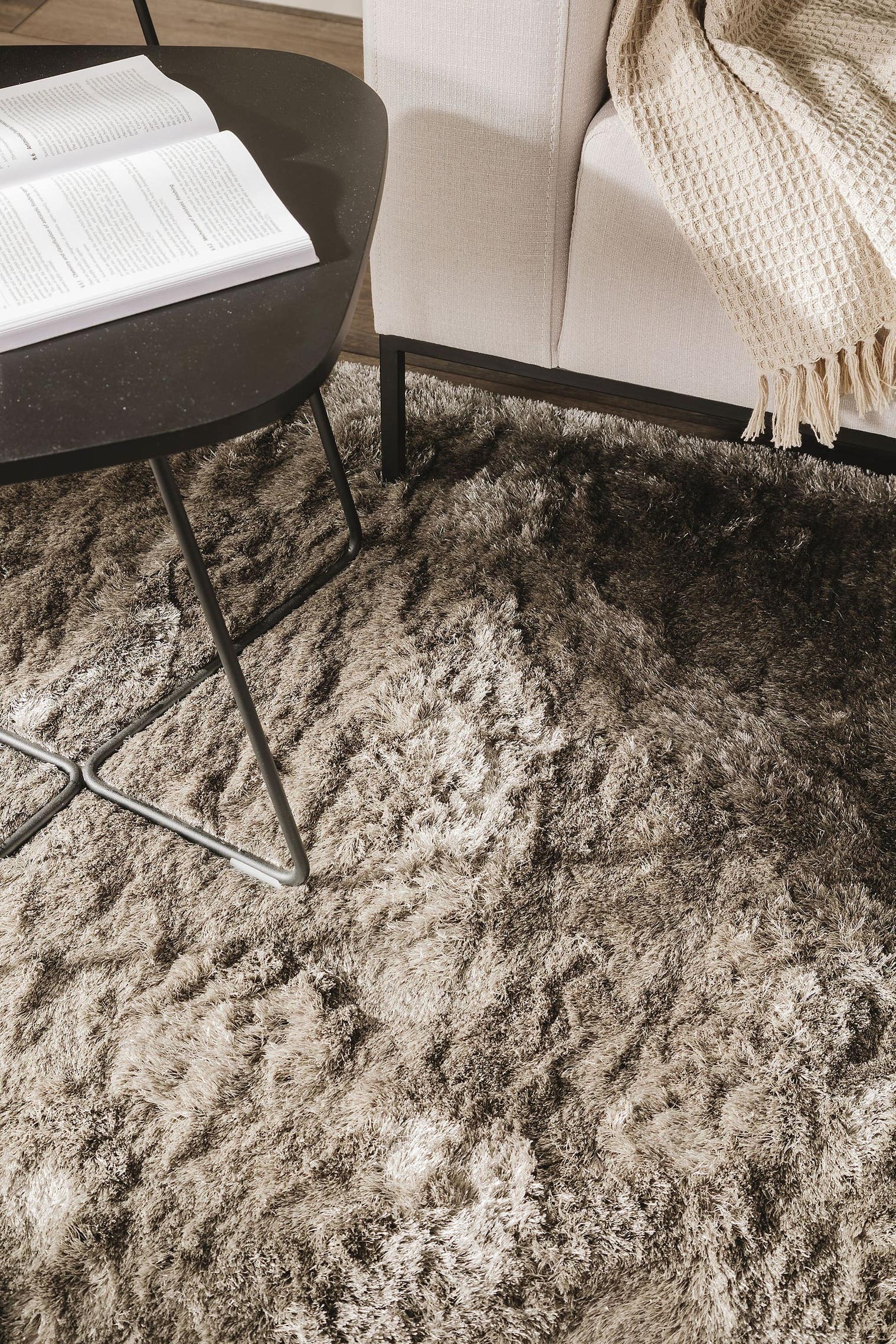 Tappeto di 100% Poliestere in Grigio con pelo alto 31 - 40 mm da benuta Nest