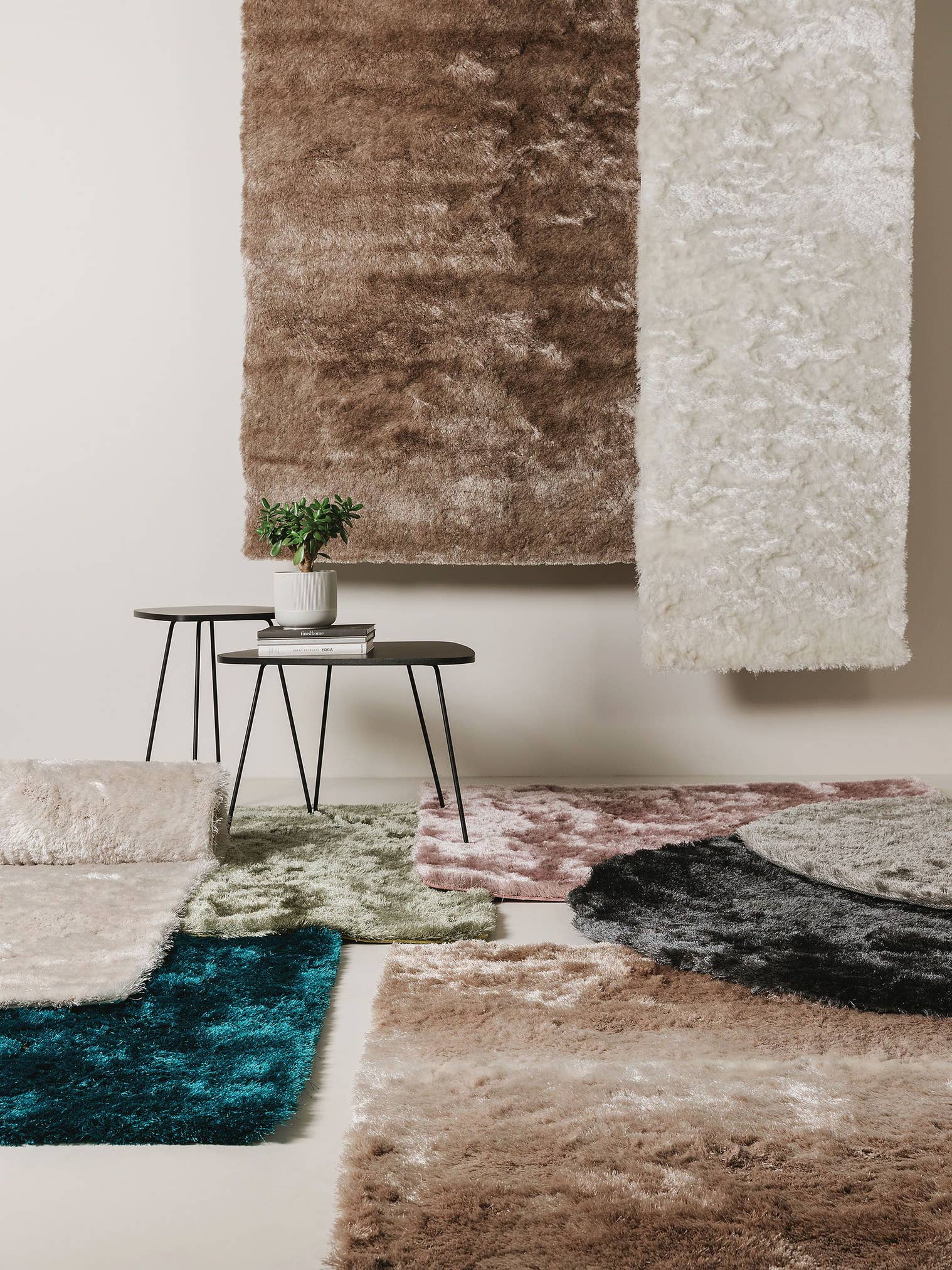Teppich aus 100% Polyester in Türkis mit 31 bis 40 mm hohem Flor von benuta Nest