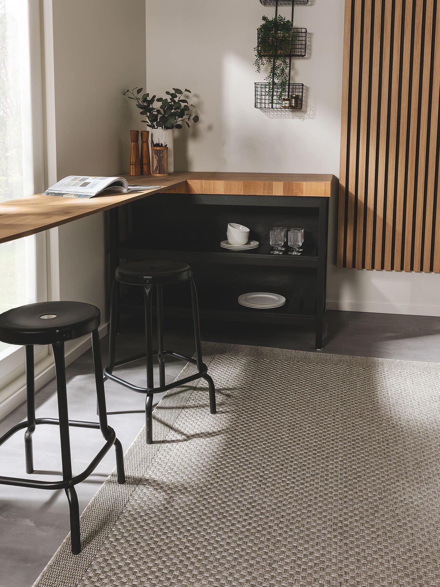 Rug made of 100% Polypropylene in Grey with a 6 - 10 mm high pile by benuta Nest