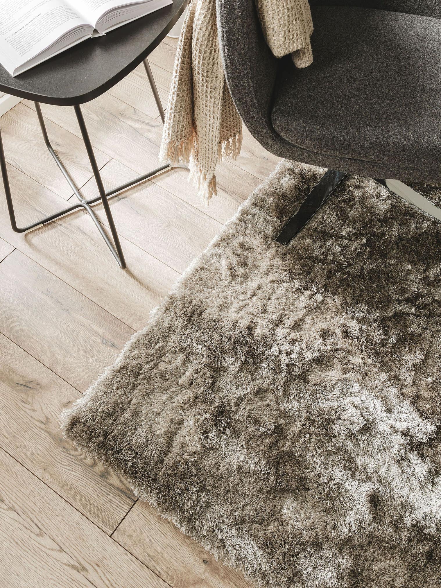Tappeto di 100% Poliestere in Grigio con pelo alto 31 - 40 mm da benuta Nest