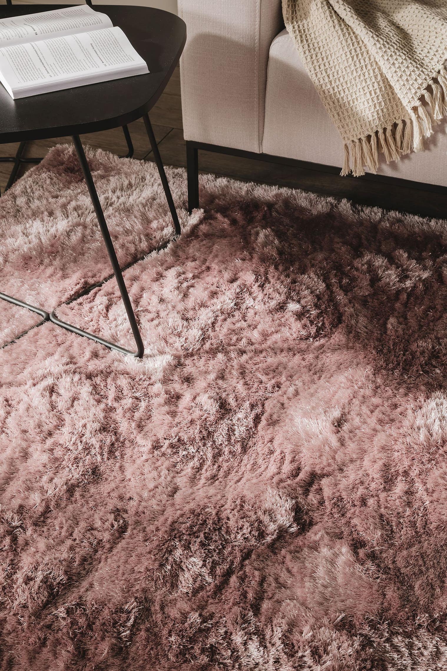Tappeto di 100% Poliestere in Rosa con pelo alto 31 - 40 mm da benuta Nest