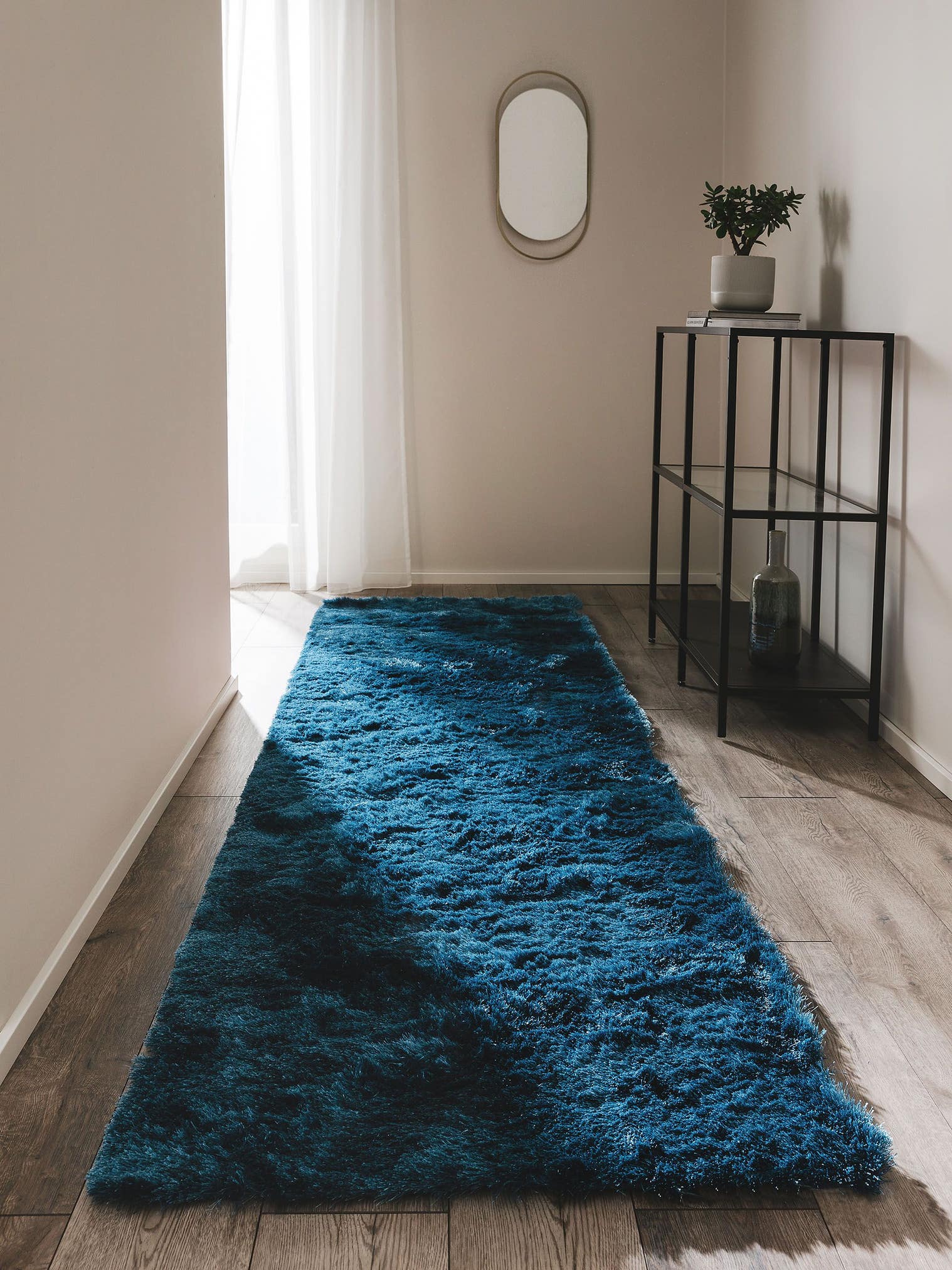 Teppich aus 100% Polyester in Blau mit 31 bis 40 mm hohem Flor von benuta Nest
