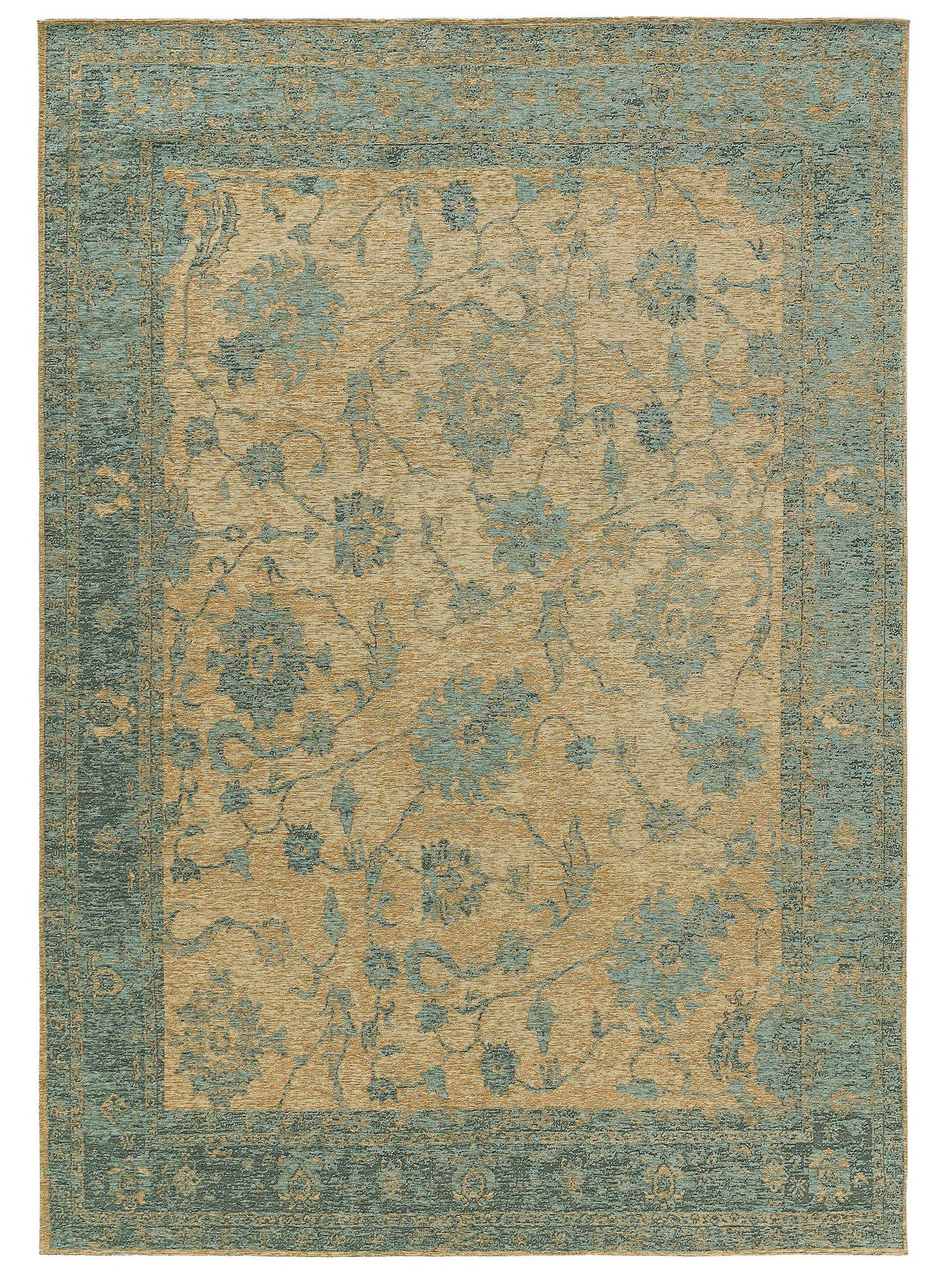 Teppich aus 55% Polyacryl, 27% Polyester, 17% Baumwolle, 1% Latex in Blau mit bis 5 mm hohem Flor von benuta Nest