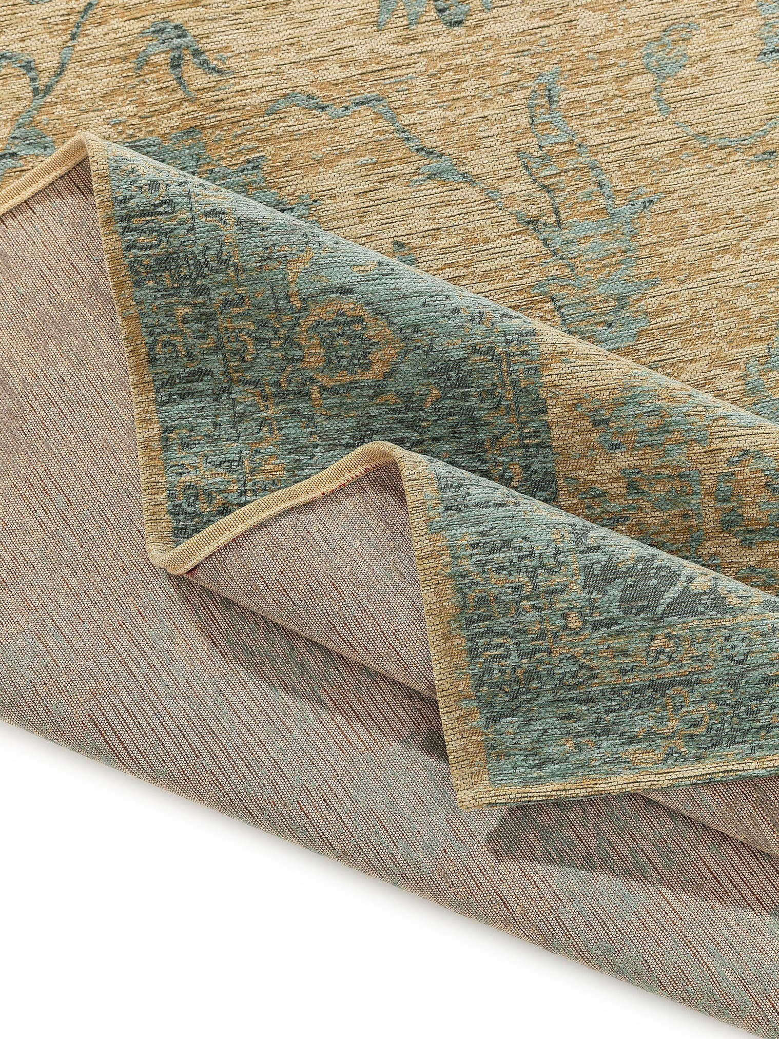 Teppich aus 55% Polyacryl, 27% Polyester, 17% Baumwolle, 1% Latex in Blau mit bis 5 mm hohem Flor von benuta Nest
