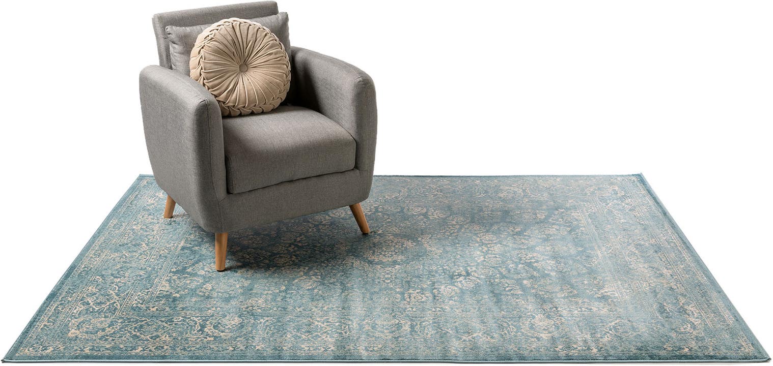 Rug made of 100% Polypropylene in Blue with a 1- 5 mm high pile by benuta